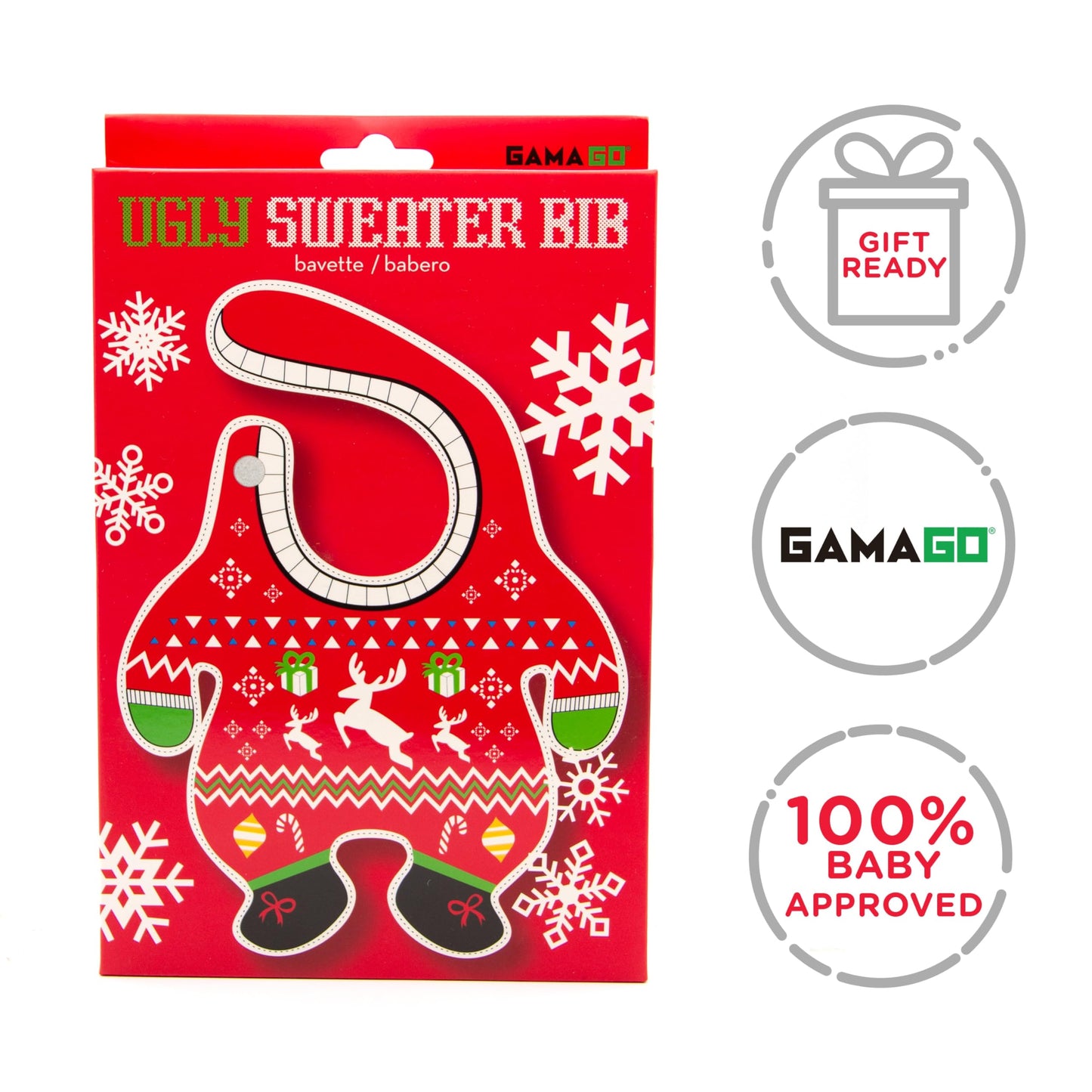 Gamagao - Babero para bebé con suéter navideño (30,5 x 25,4 x 0,25 cm)
