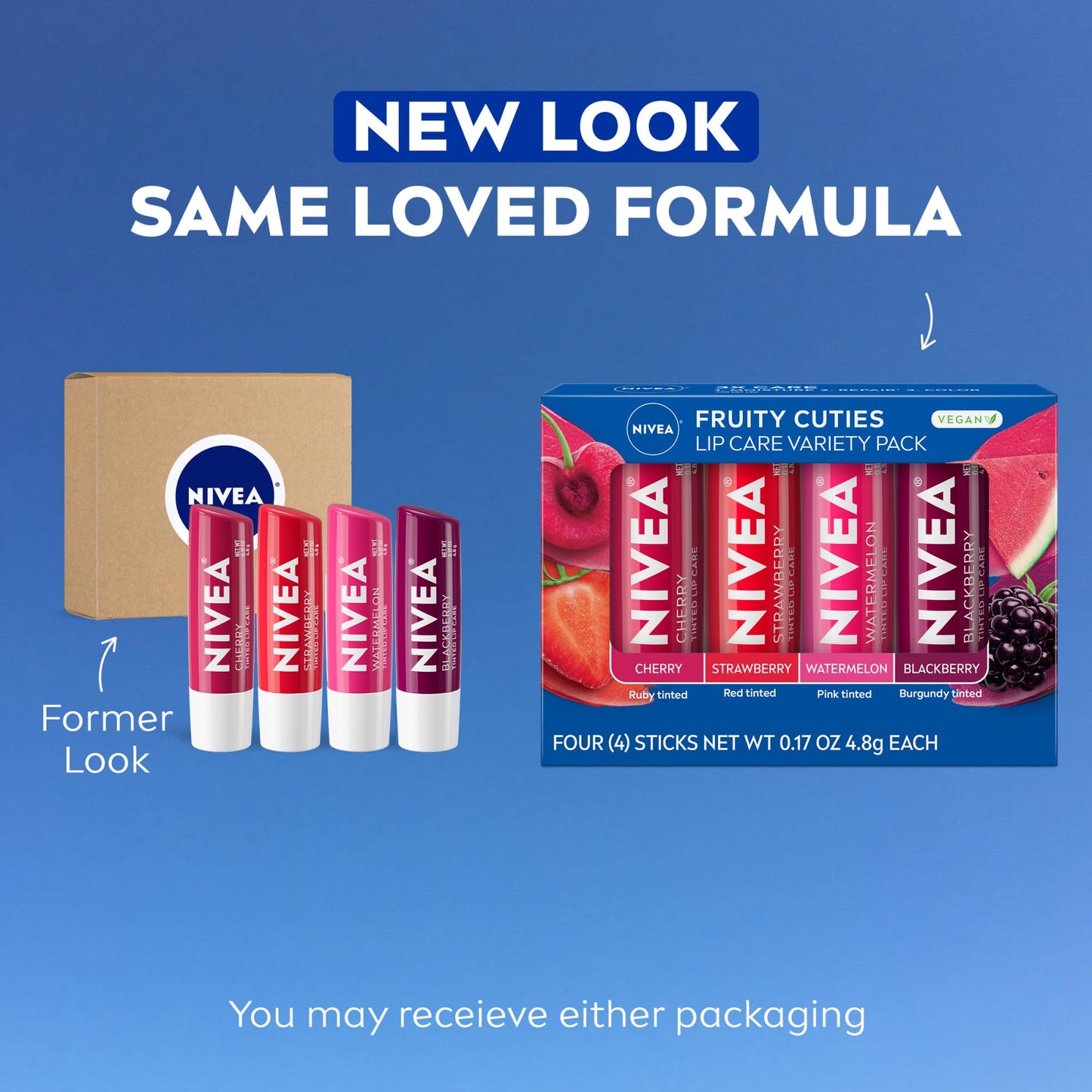 Nivea Fruit 4 piece variety pack, 0.17 Ounce