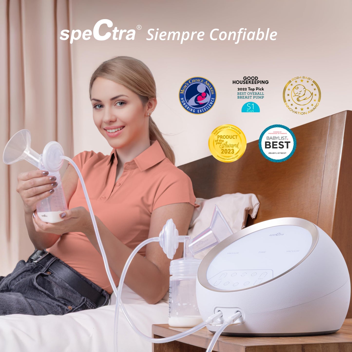 Extractor de Leche Eléctrico Spectra Dual S Blanco con Doble Motor Independiente Grado Hospitalario Potente para Lactancia