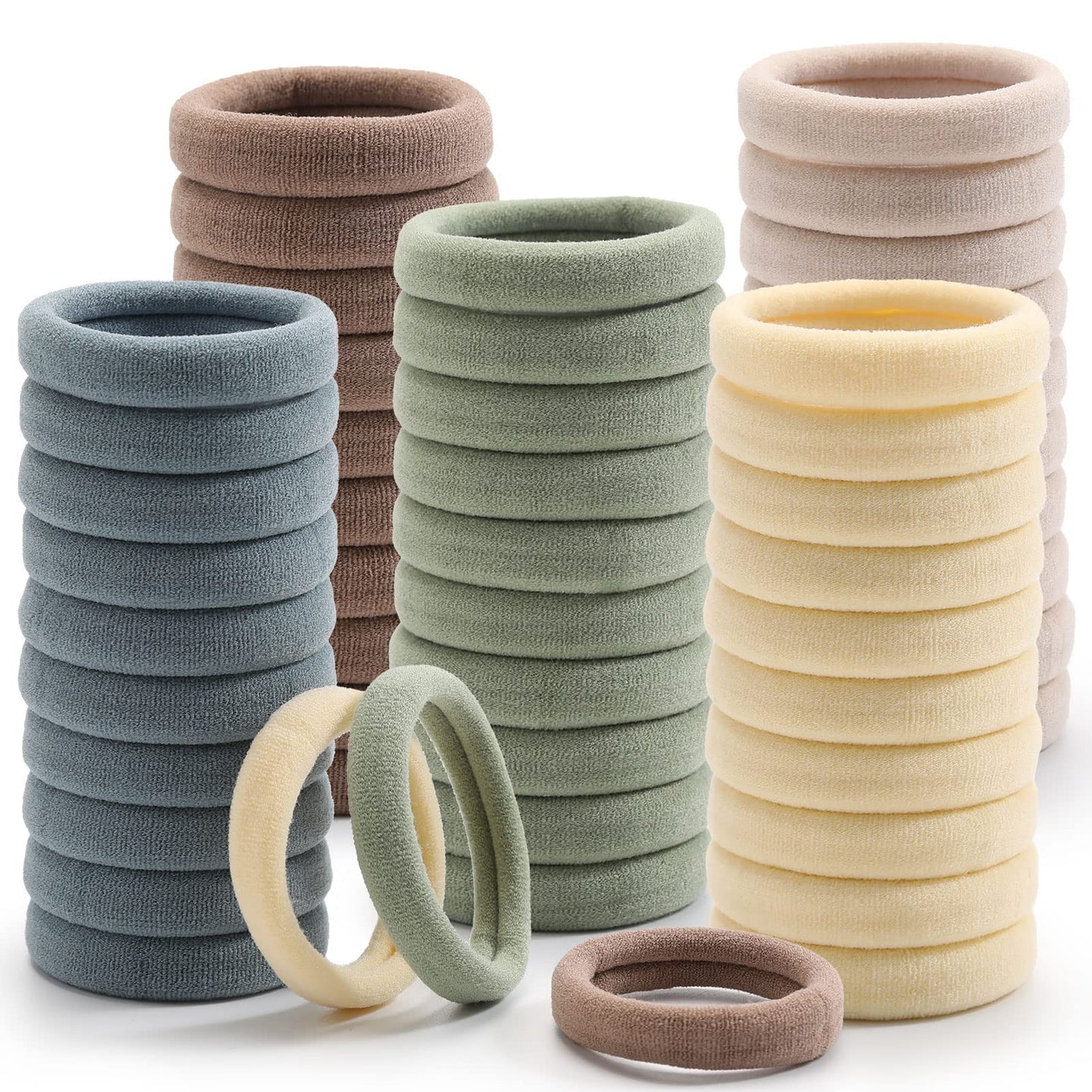 Paquete de 100 Ligas Elásticas para Cabello en Color Claro: Scrunchies Sin Costura de Algodón para Coleta y Niñas - Accesorios de Pelo Profesionales