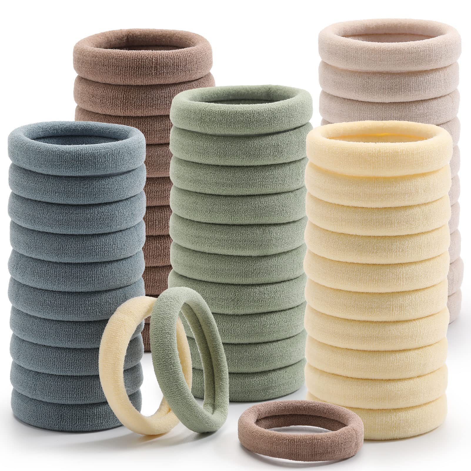 Paquete de 100 Ligas Elásticas para Cabello en Color Claro: Scrunchies Sin Costura de Algodón para Coleta y Niñas - Accesorios de Pelo Profesionales