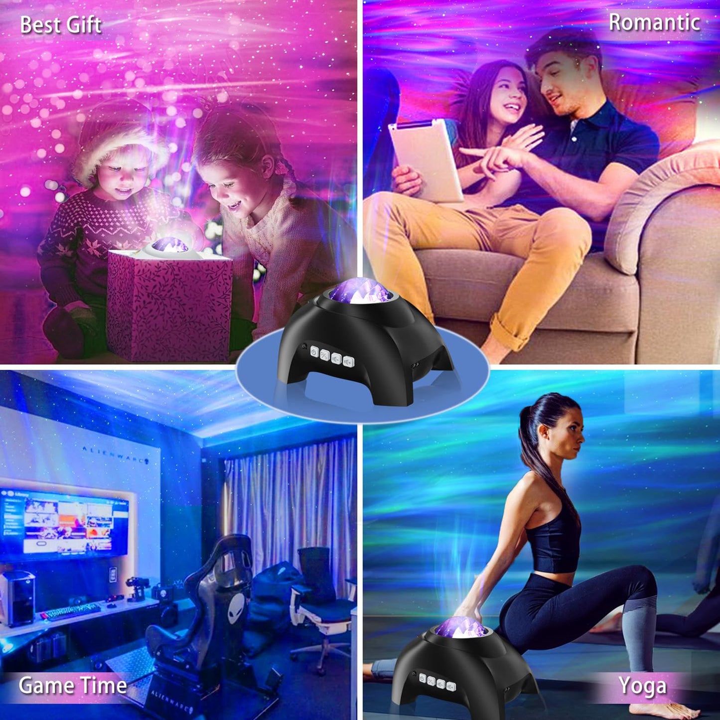 Northern Lights Aurora Projector for Bedroom with Music Bluetooth Speaker and White Noise, Vinwark Galaxy Projector, Starry Night Light Projectors for Kids Adults Gaming Room, Home Theater, Ceiling