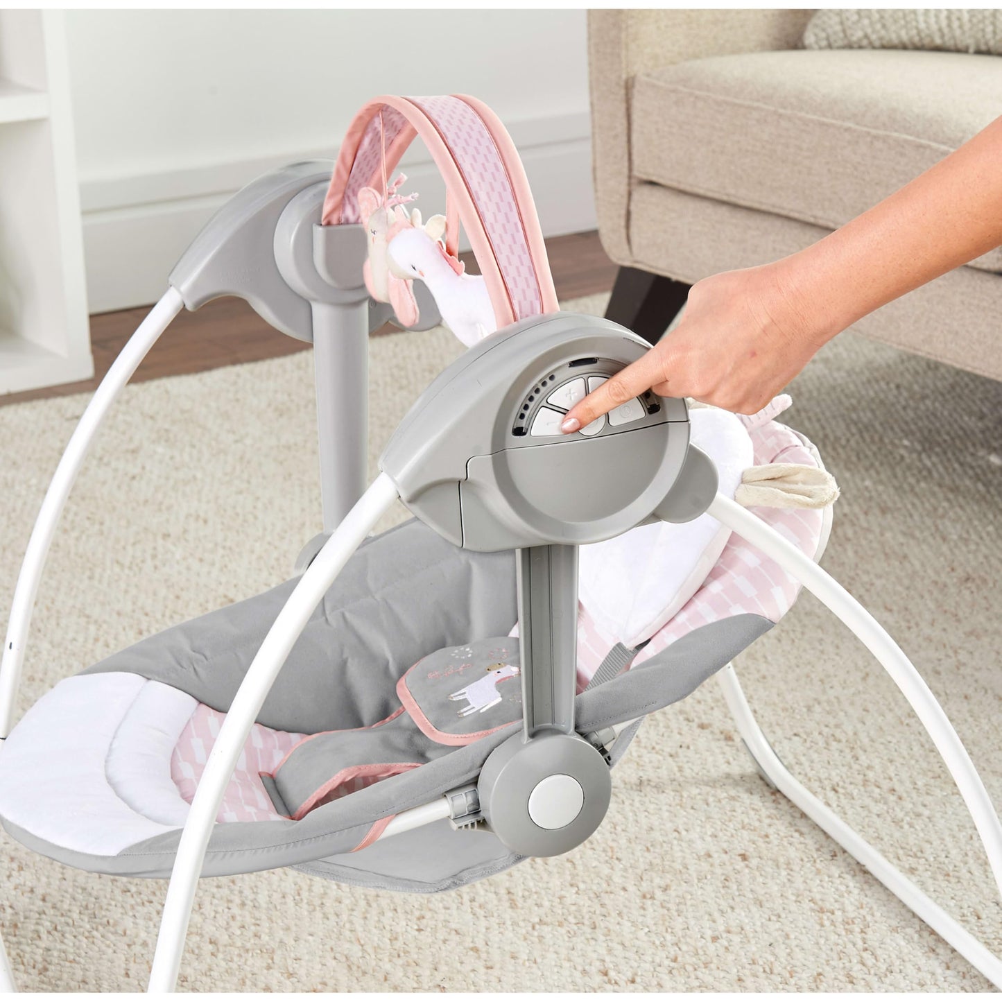 Ingenuity - Columpio portátil Comfort 2 Go Flora Compact con TrueSpeed