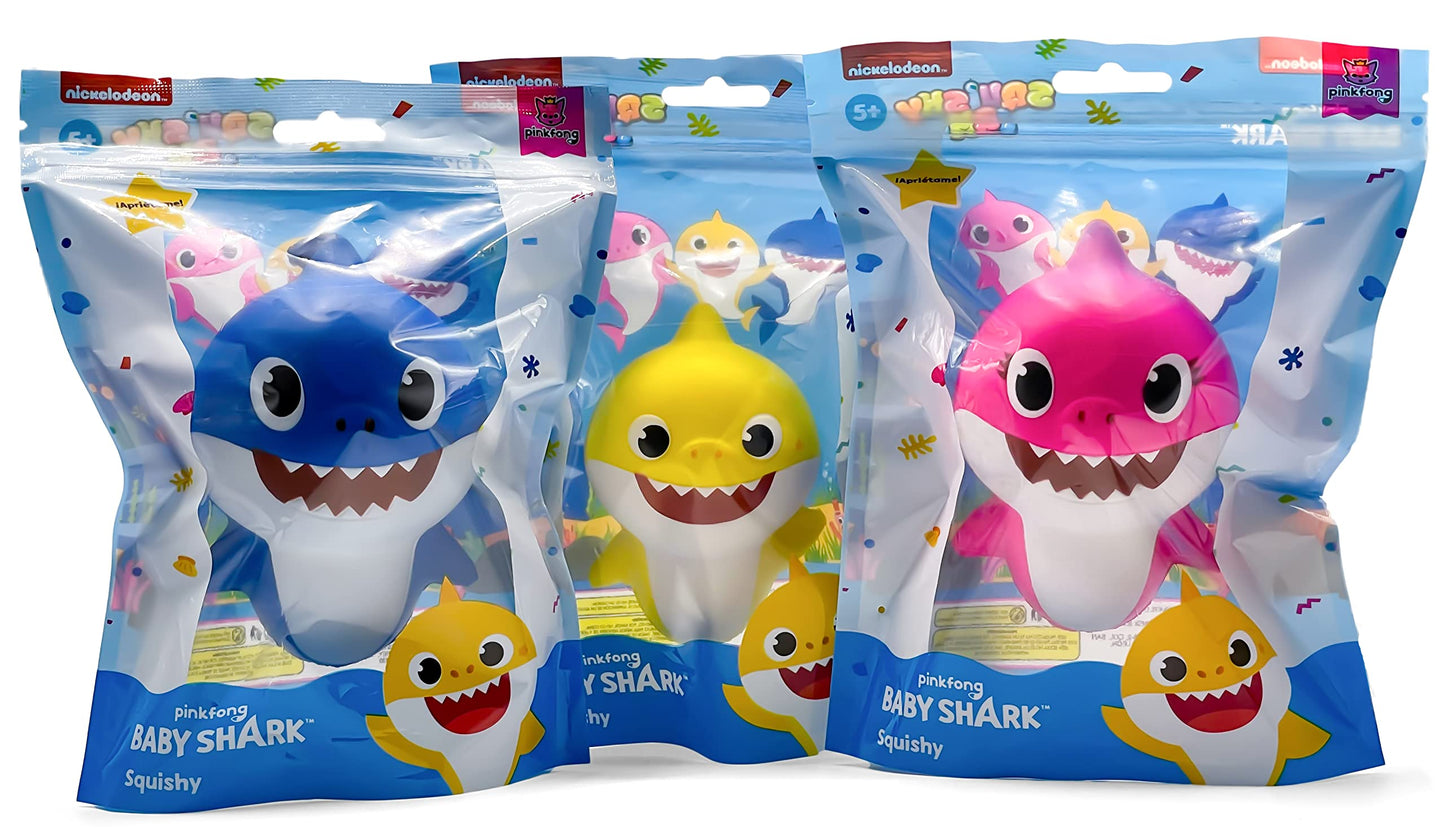 Juguete Squishy Toy Jam Baby Shark Familia Completa en Paquete de 3