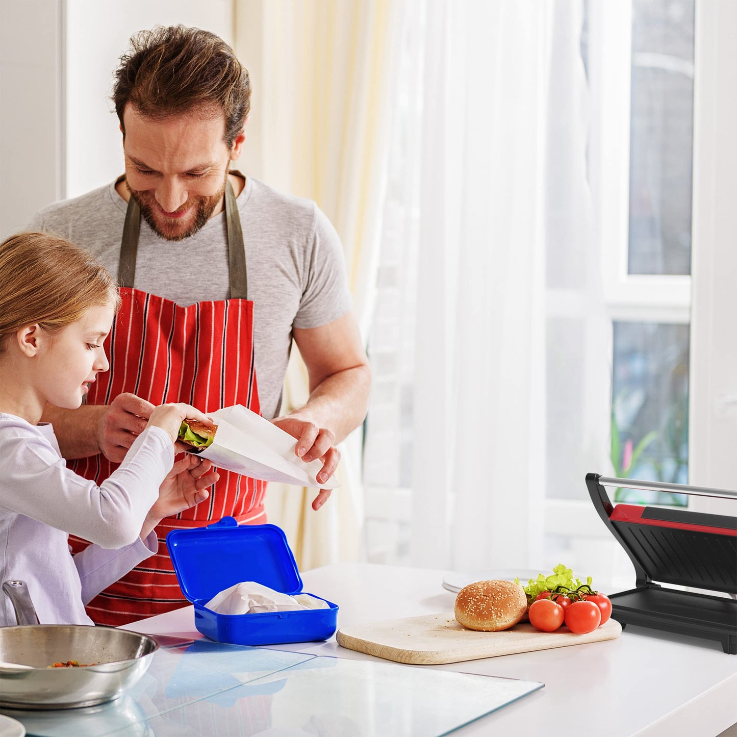 Chef Buddy 82-SW100 Non-Stick Grill and Panini Press, Red