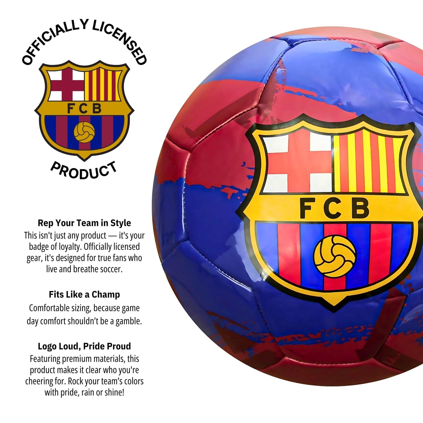 Icon Sports FC Barcelona Brush Team Balón de fútbol, Azul Marino, 5
