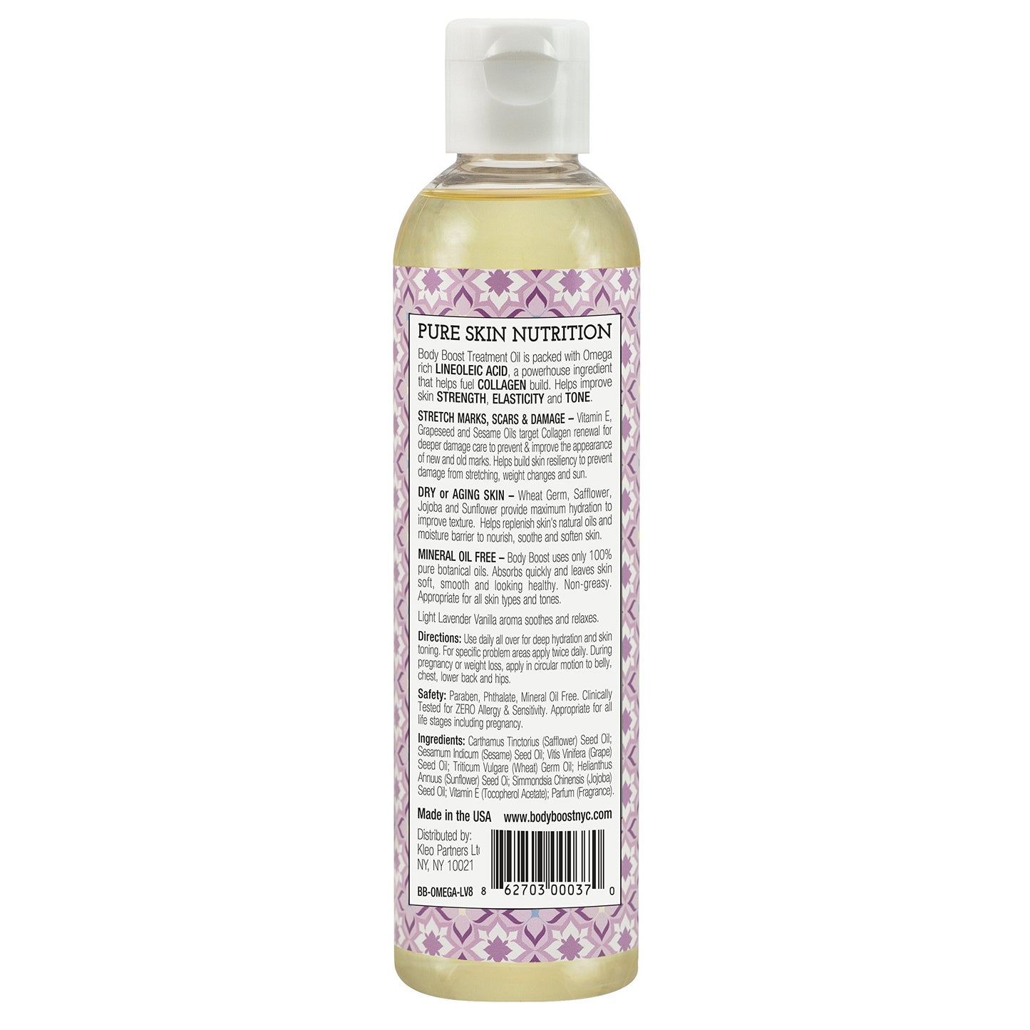 Body Boost Lavender Vanilla Stretch Mark Oil 8oz, Pregnancy and Nursing Safe Skin Care