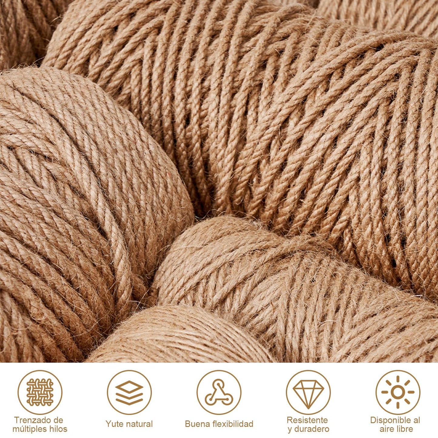AEVIORA Cuerda de Sisal Natural para Gato Rascar, Cuerda de Yute Natural de 5MM*100M de Grosor para Postes de Arañazos, Duradero y No Suelto, Adecuado para Reparación y Reemplazo de Árboles de Gatos