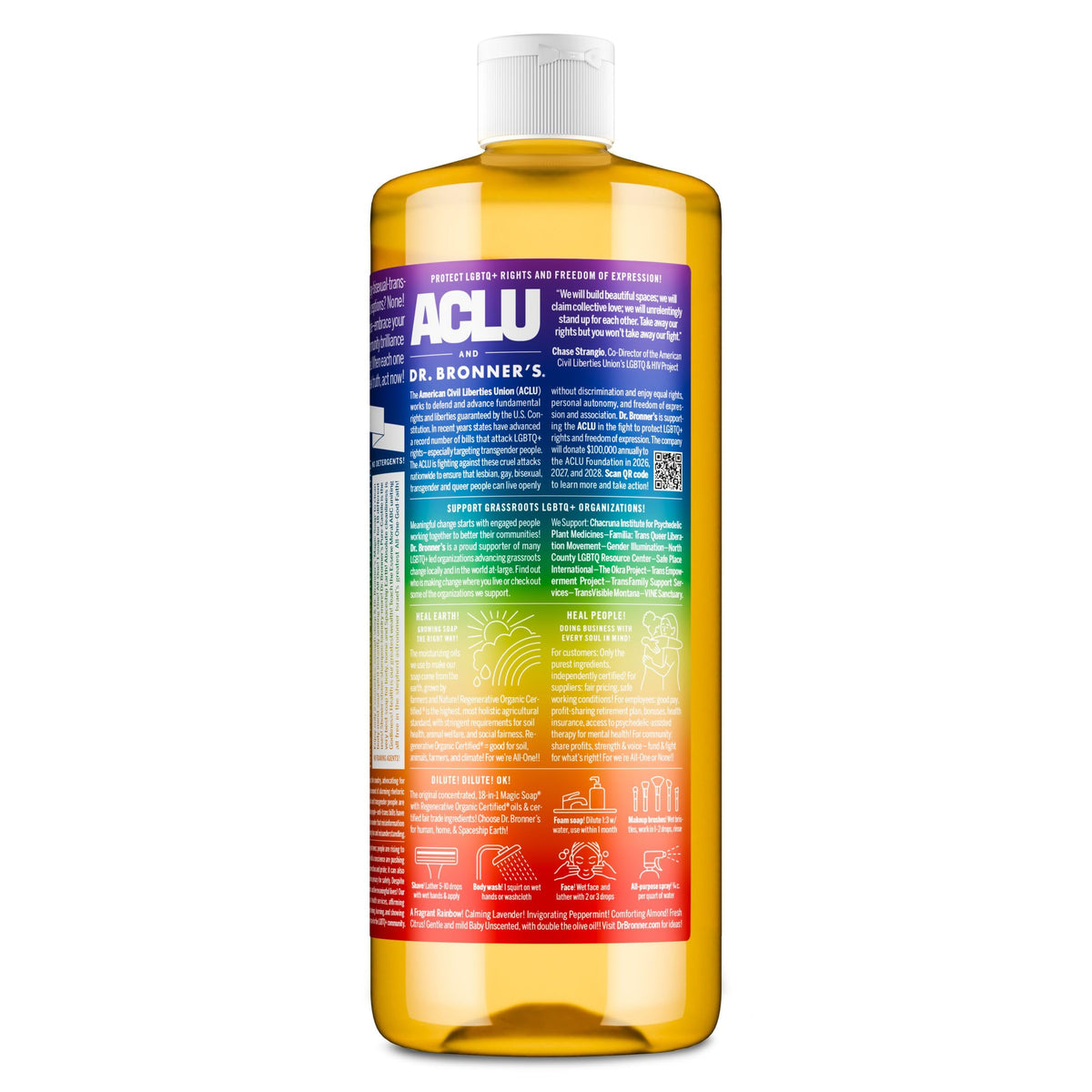 Dr. Bronner's | ¡Edición Limitada PRIDE! | Jabón de castilla orgánico, para todo el cuerpo, hidratante, remueve células muertas, aroma de Flor de Cerezo | 946 ml