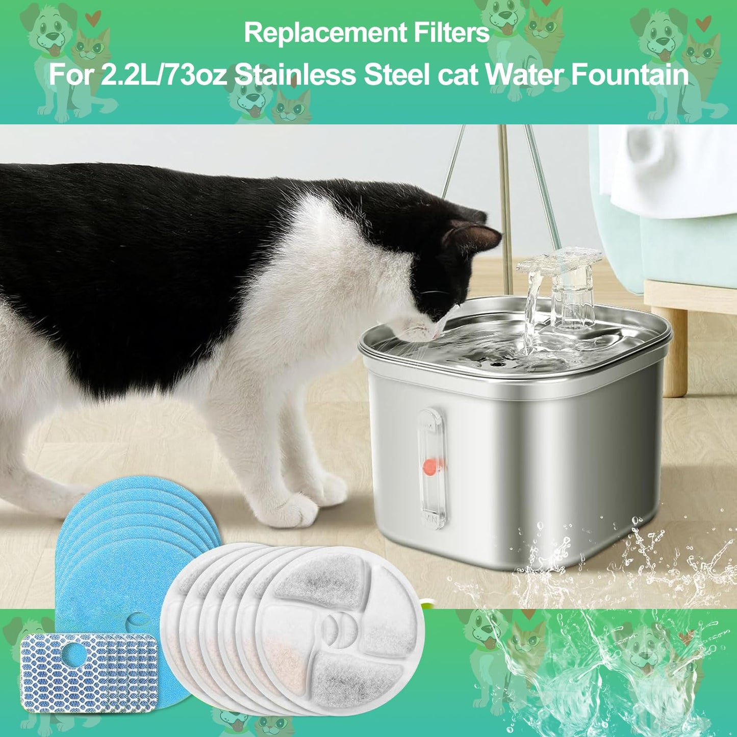 Filtros Rispetit para Fuente de Gatos Carbón Activado y Resina con Triple Filtración 6 Piezas