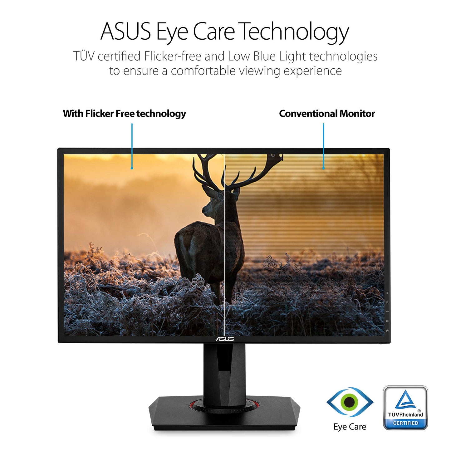 Asus Monitor Gamer 24" VG248QG, Eye Care, HDMI, DVI, 1080P, Full HD con 165Hz de refresco, tecnología Adaptive-Sync para gráficos perfectos y G-SYNC