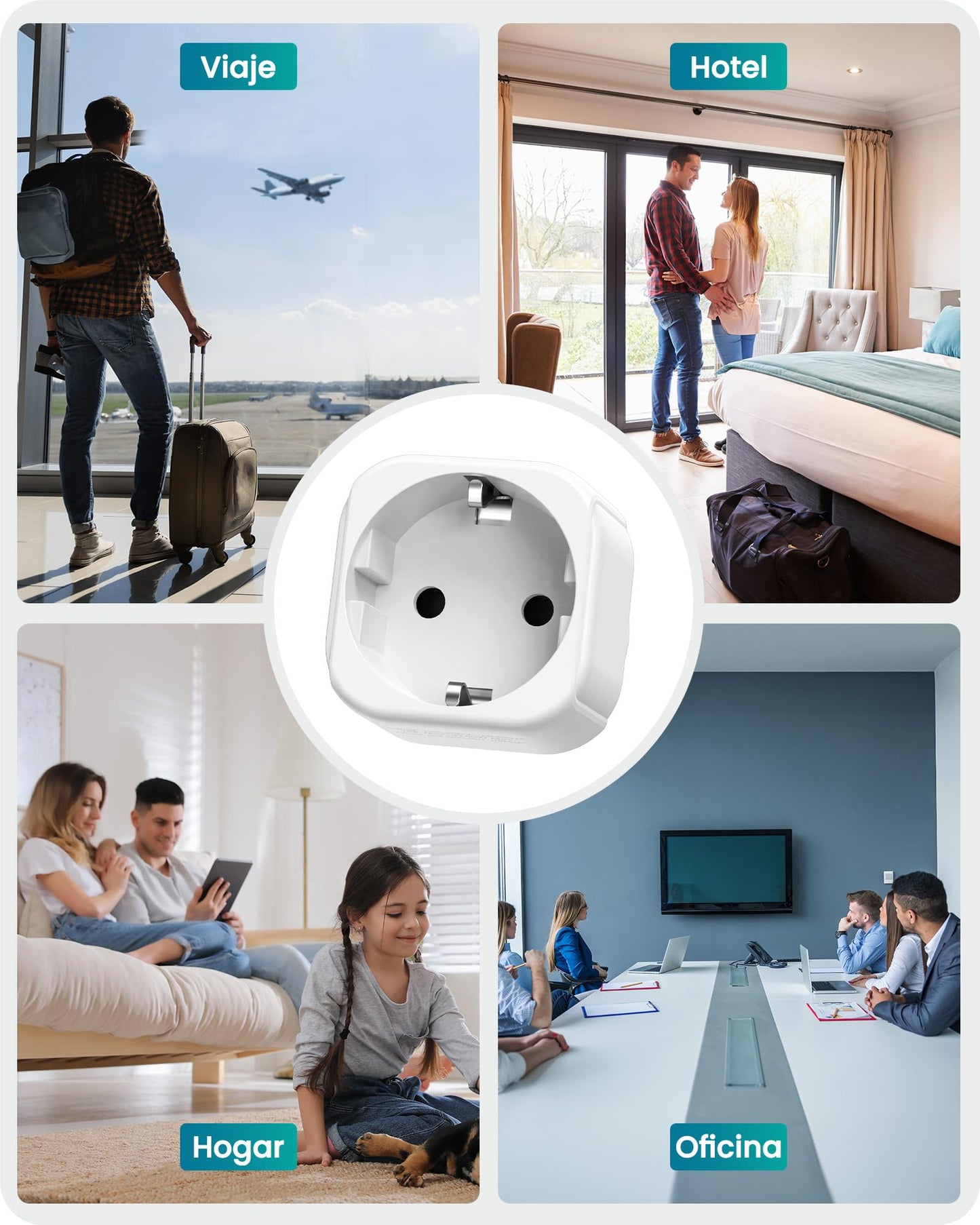 LENCENT Adaptador de Enchufe de Europa a EE.UU, Adaptador Europeo a Americano, Clavija Europea a Americana, Convertidor de Enchufe de Viaje de Europa a EE. UU. Mexico Colombia Canada, 1 Paquete
