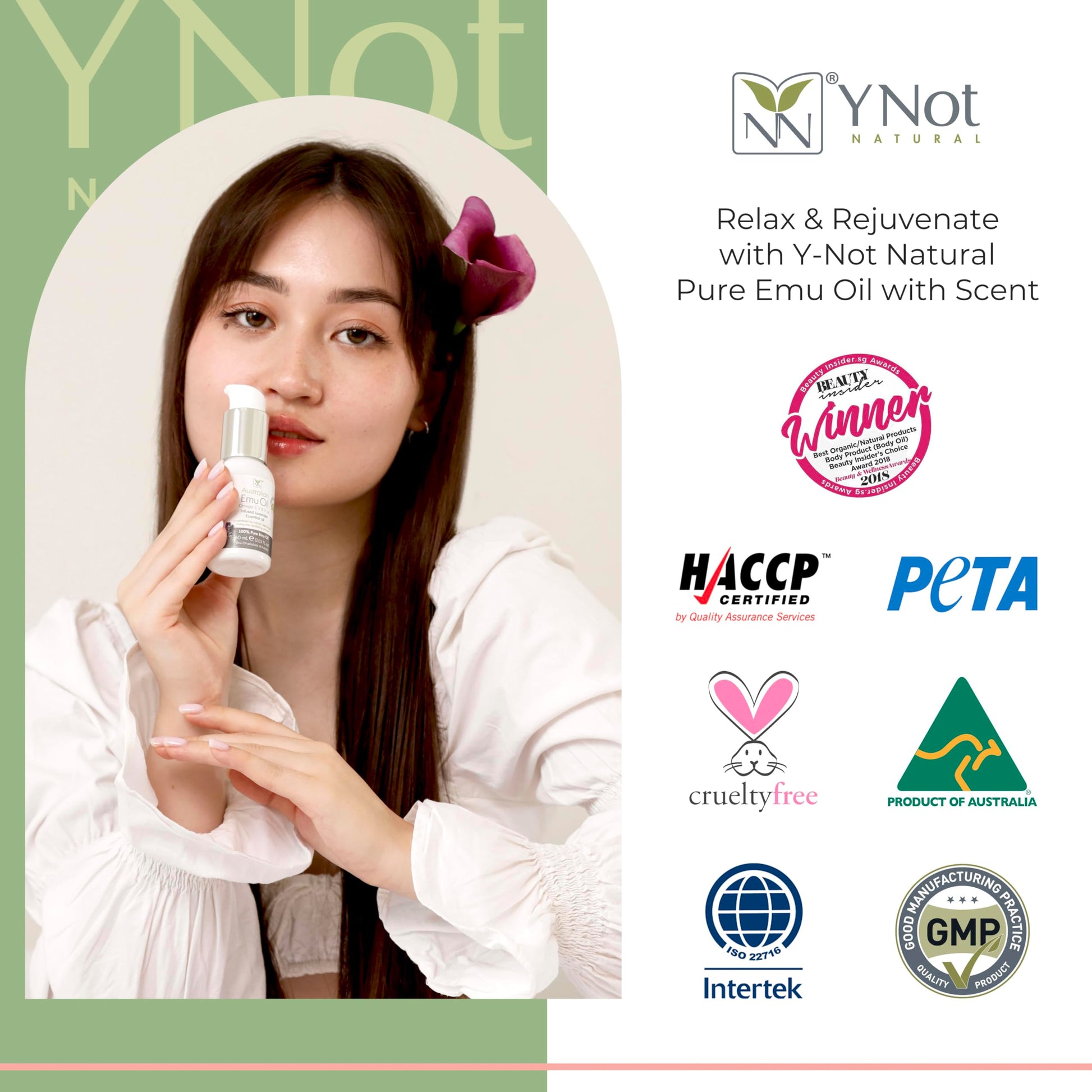 Y-Not - Aceite de emu australiano ultra puro natural – Lujoso aceite de emu de grado hospitalario – el hidratante definitivo para la piel, el cabello, las uñas y el cuero cabelludo (aceite de emu puro con lienzo de rosa, 200 ml)