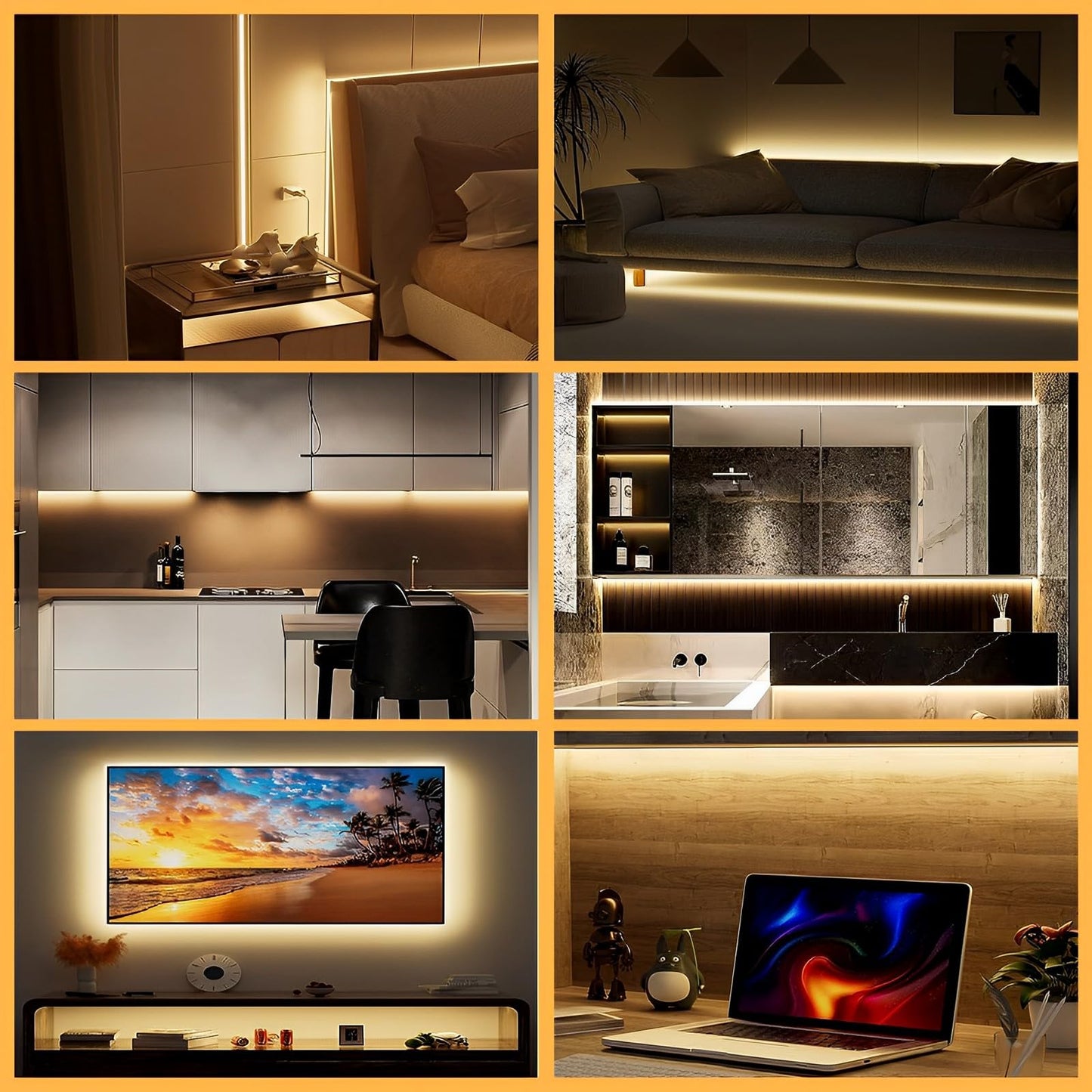 BAGOTT Tira de Luces Led, 3M Luz Led Regulable con Sensor de Movimiento, 180 LED, 3500K Brillo Ajustable para Cocina, Recámara, Sala de Estar, Dormitorio (Blanco Calido)