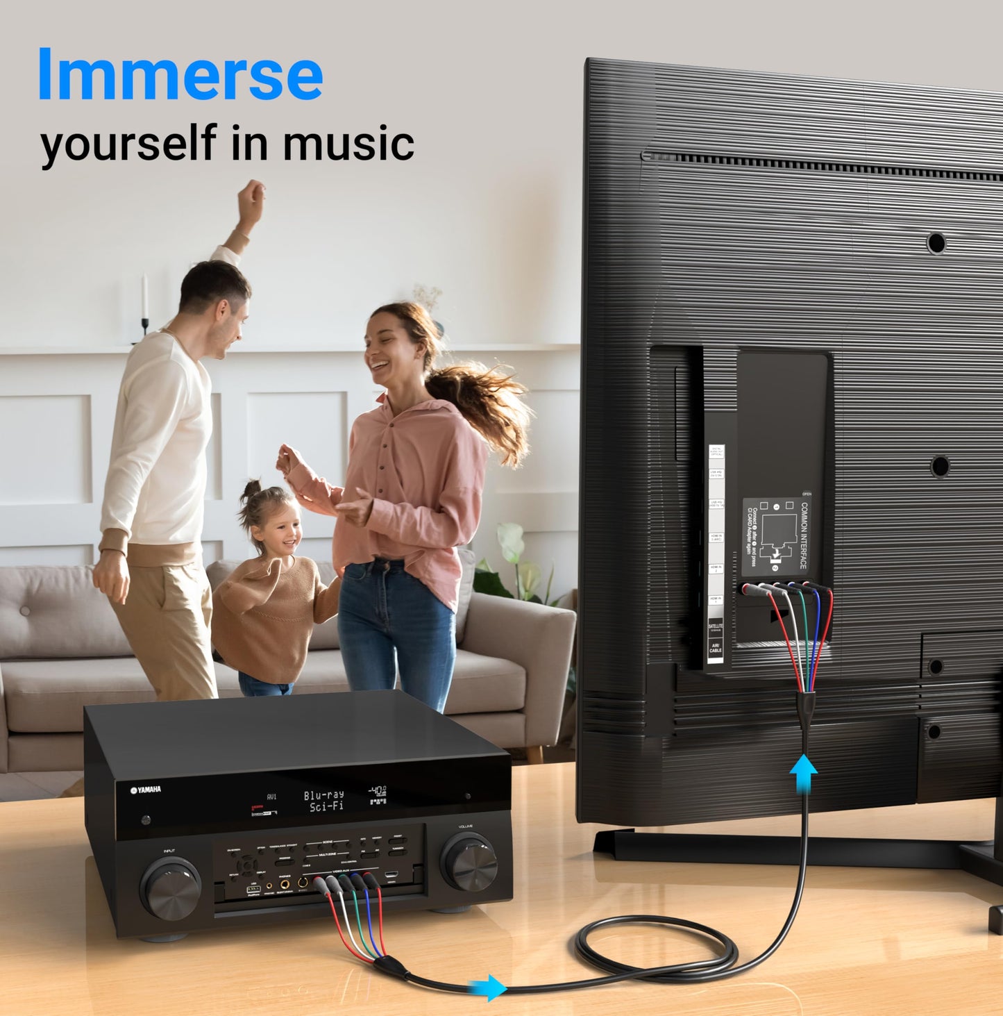 BlueRigger Cable de vídeo componente con audio (20 pies, cable RCA- 5, compatible con reproductores de DVD, videocámara, proyector