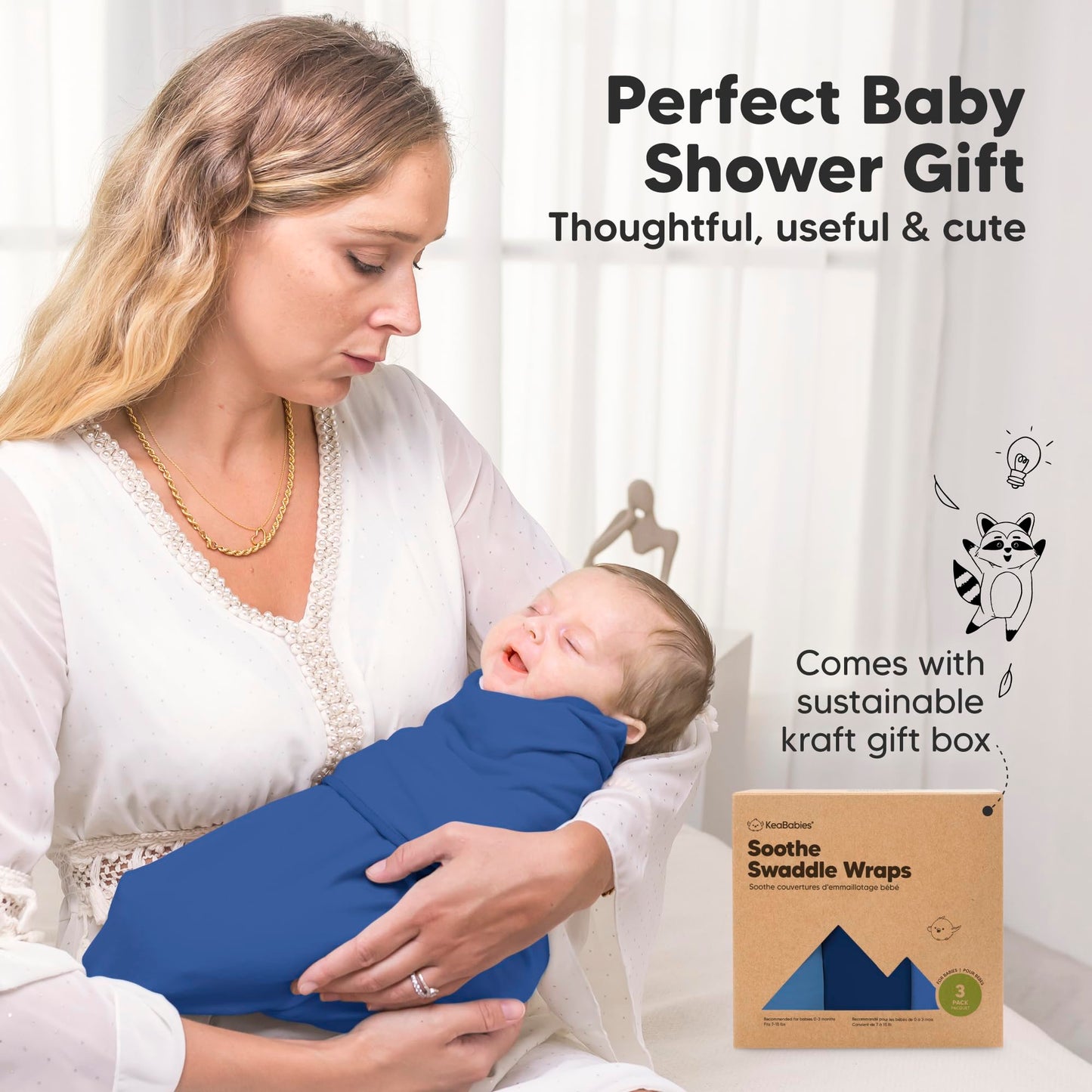 Paquete de 3 sacos de dormir orgánicos para bebés – Pañales para recién nacidos, bebés de 0 a 3 meses, bebés, niños, saco de dormir suave y cómodo, mantas para bebés recién nacidos, fáciles de usar