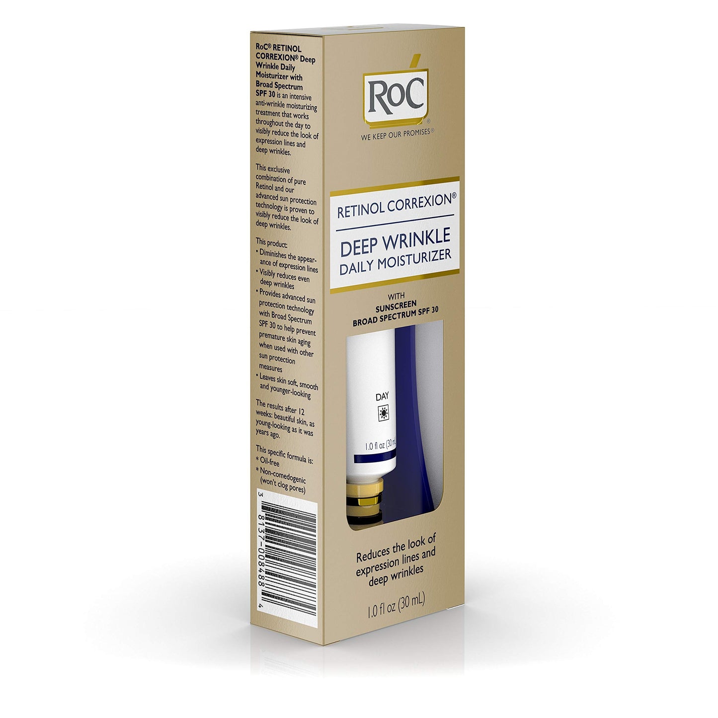 Roc Retinol Correxion Deep Wrinkle Daily Moisturizer, SPF 30, 1.0 Ounce Tube