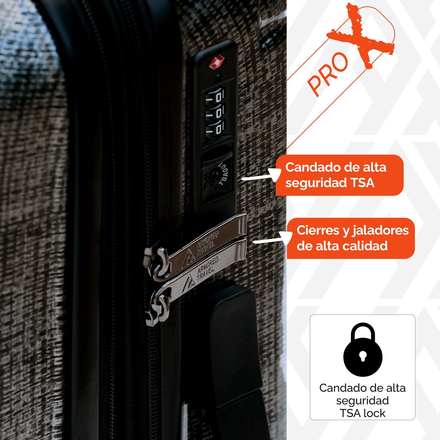 Maleta De Viaje Carry On 20" de Mano Cabina Policarbonato 10kg Rígida Expandible PRO-X Con * TSA Lock * Luggage suitcase Armored Travel (Negro-Dark)