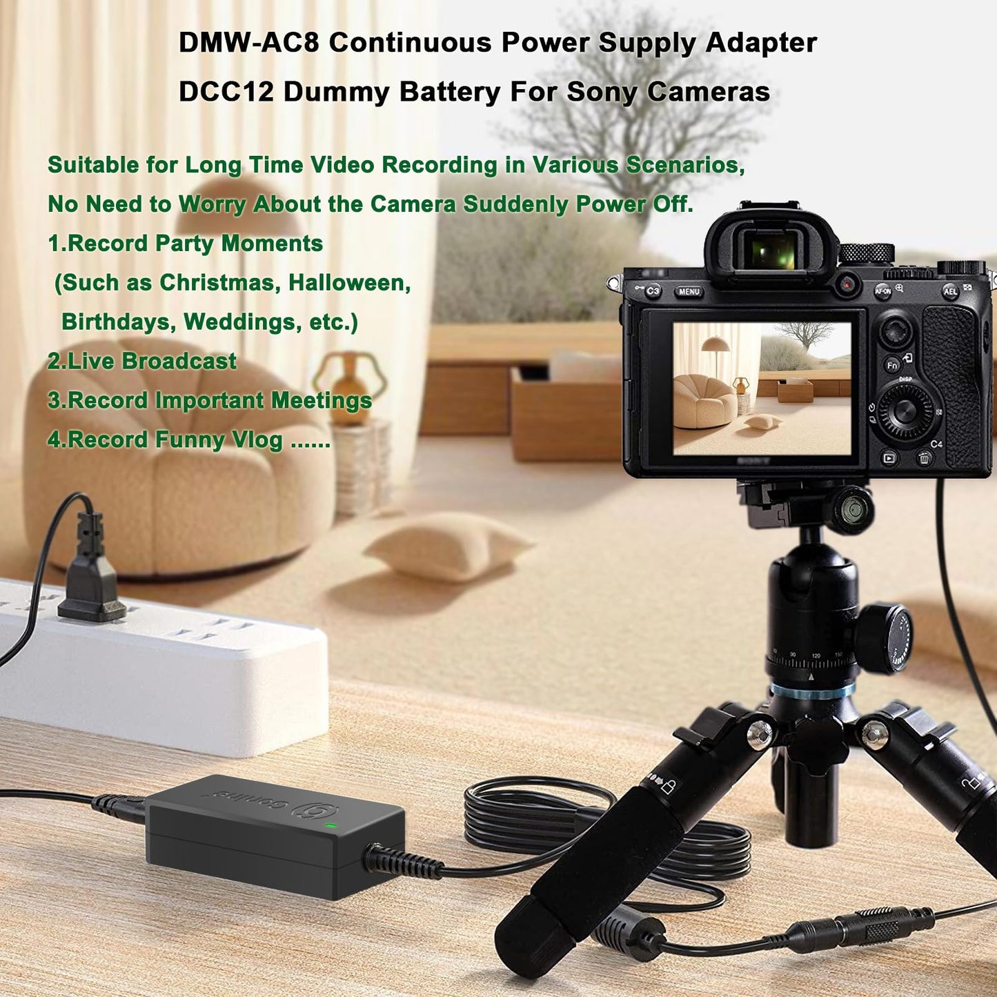 Gonine AC Adapter DMW-AC8 Plus DC Coupler DMW-DCC12 for PANASONIC DMC-GH3 DMC-GH4 DMC-GH3K DMC-GH4K Digital Camera