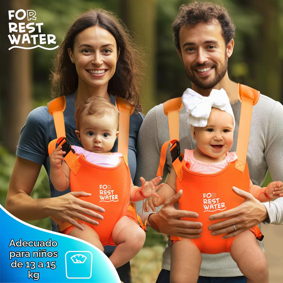 Portabebés para agua de descanso – Eslinga ergonómica de neopreno de alta calidad para diversión en agua y tierra cálida y segura (4-24 meses) – Arnés ajustable para bebés y niños pequeños (Orange)