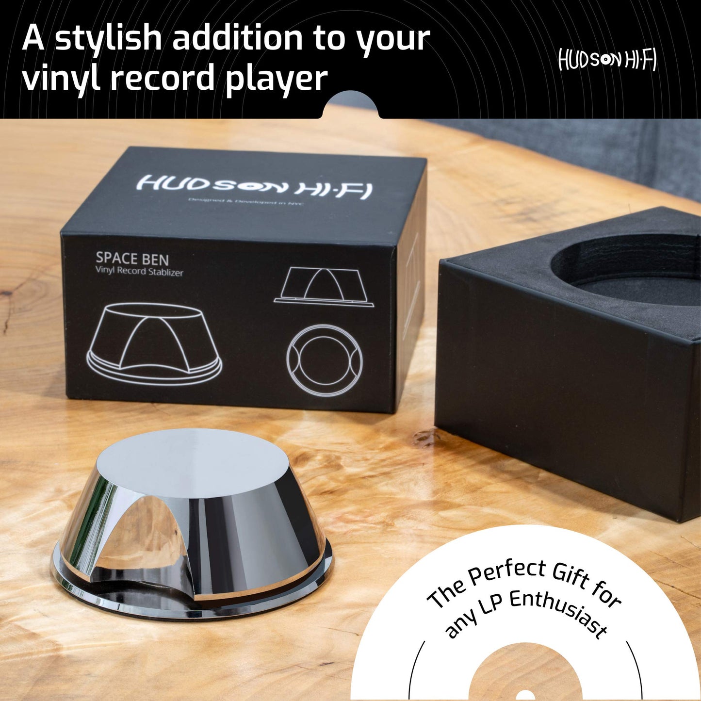 Hudson Hi-Fi BigBen Record - Abrazadera estabilizadora de Peso, Cromado, LittleBen