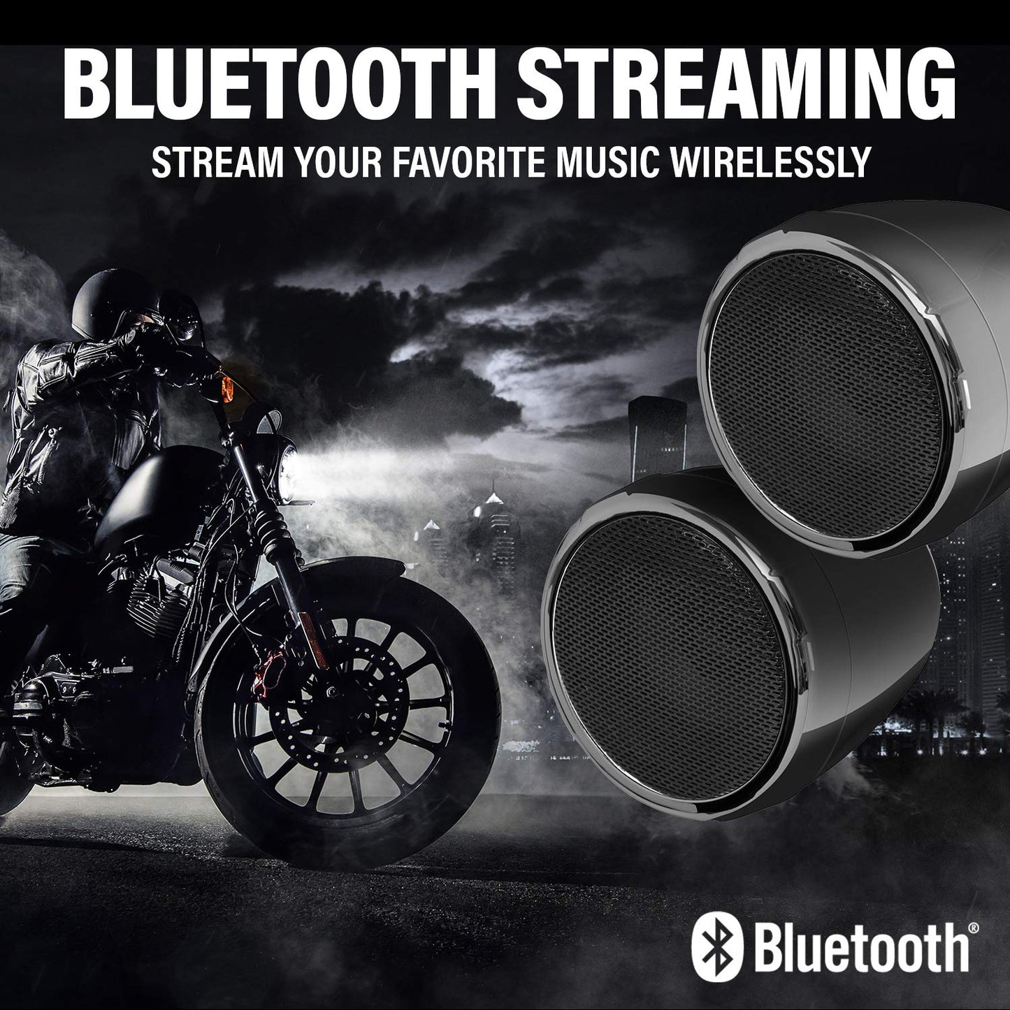 BOSS Audio Systems MCBC425BA - Altavoz para Motocicleta ATV UTV - Bluetooth, Resistente a la Intemperie de 3 Pulgadas, Amplificador Integrado