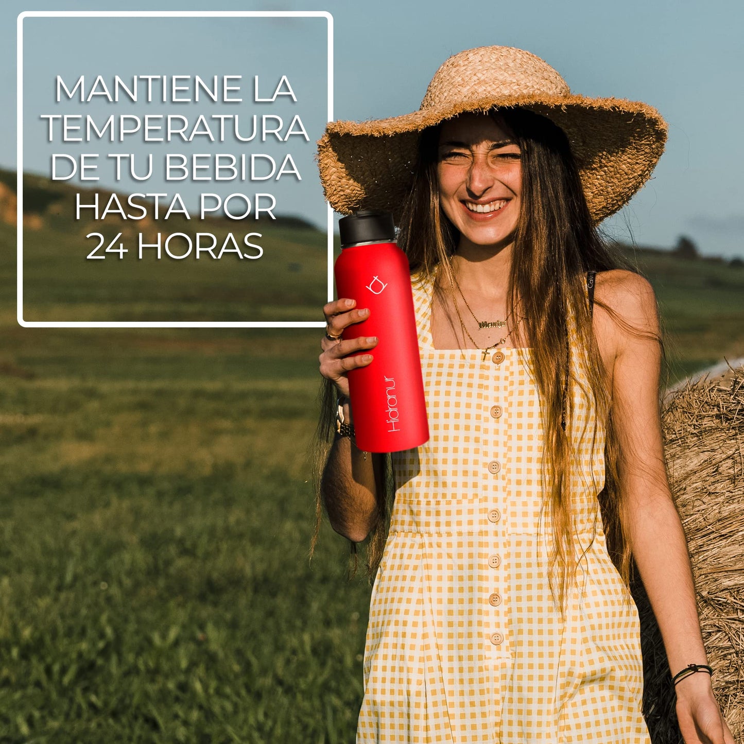 Hidranur Termo de Acero Inoxidable Doble Aislamiento Térmico, Termo Para Café 40 oz (1182.94 ml), 3 Tapas Herméticas, 2 Popotes, 24 Hrs de Agua Caliente y Fría (Rojo, 40 Oz (1182.94 ml))