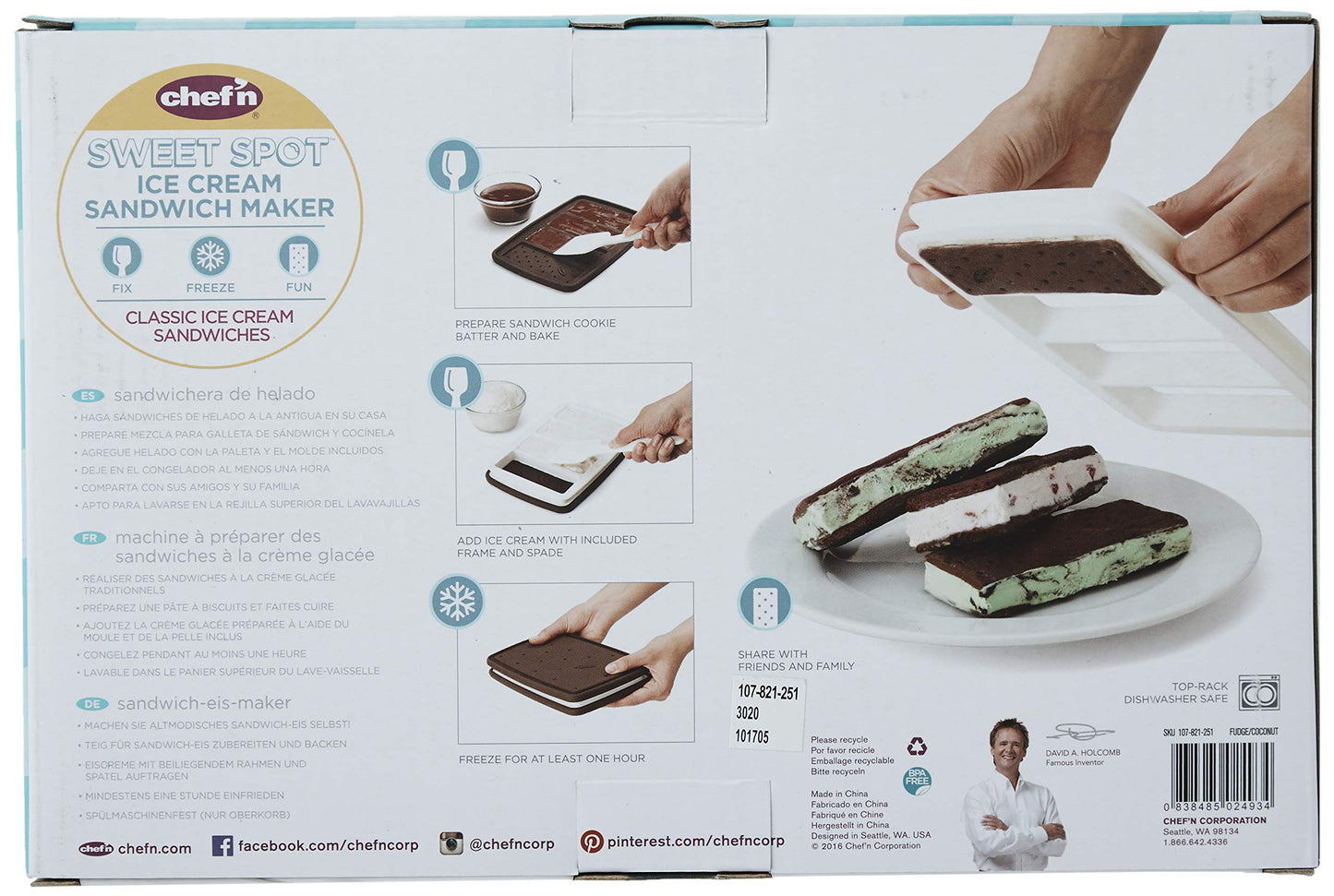 Chef'n Sweet Spot - Sandwichera de helado, grande, negro