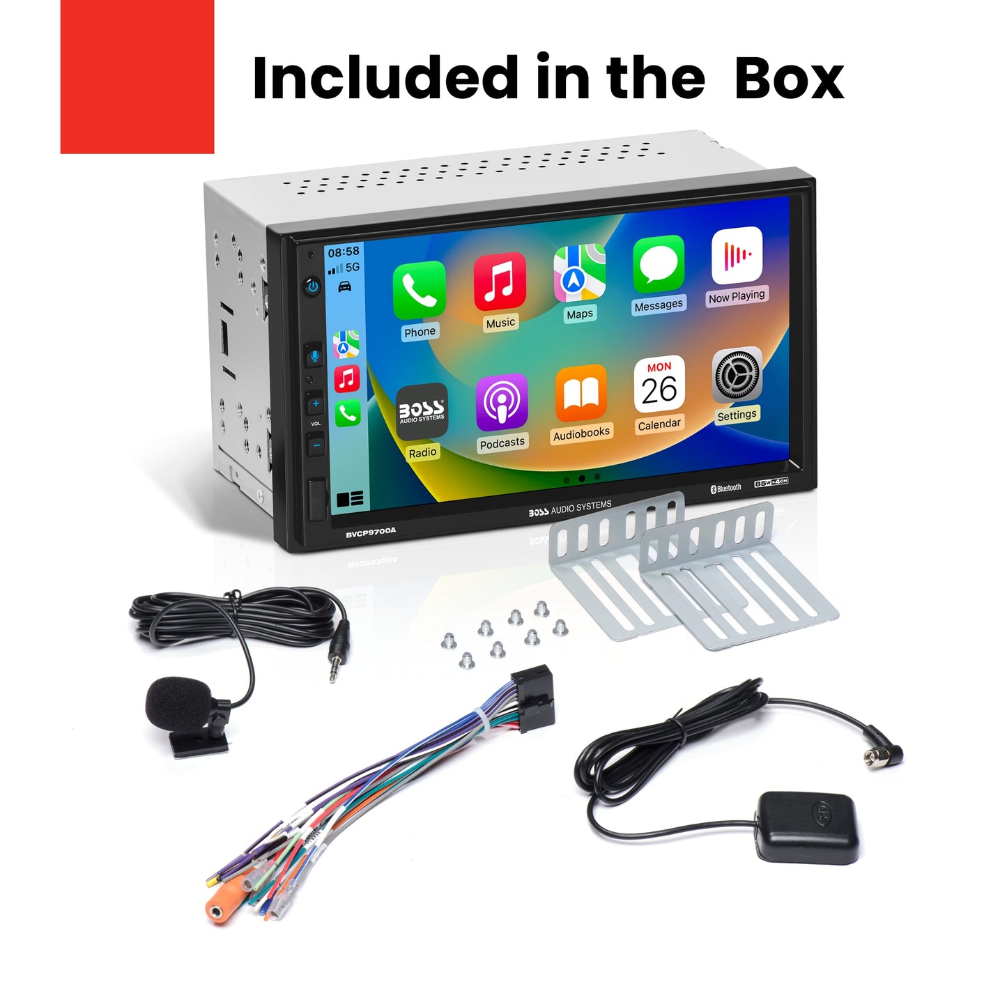 Boss Audio Systems BVCP9700A - Estéreo de Coche - Apple CarPlay, Android Auto, Doble DIN, visualización táctil de 7 Pulgadas, Bluetooth, sin Reproductor de CD DVD, Receptor de Radio Am/FM