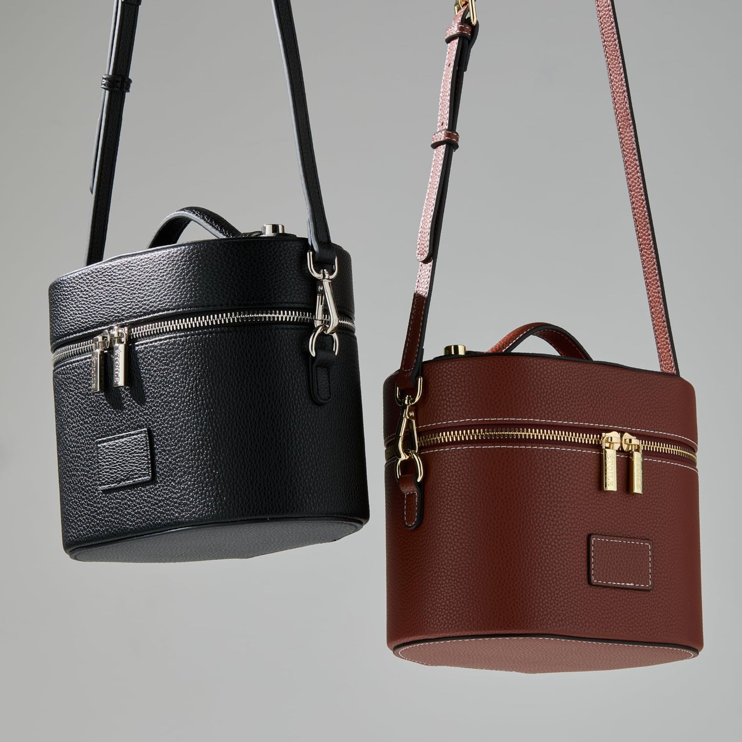 ETOILE - Estuche de aseo ovalado, organizador de bolsa de maquillaje de viaje con correa para el hombro y divisor extraíble, Negro -, Mini estuche de viaje cosmético