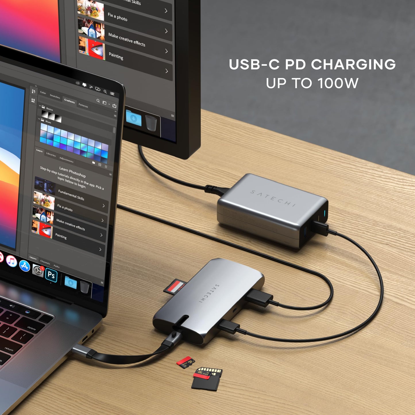 Adaptador Multipuertos SATECHI Gris Espacial 9-en-1 USB-C Portátil para MacBook, iPad, Mac Mini e iMac M1/M2