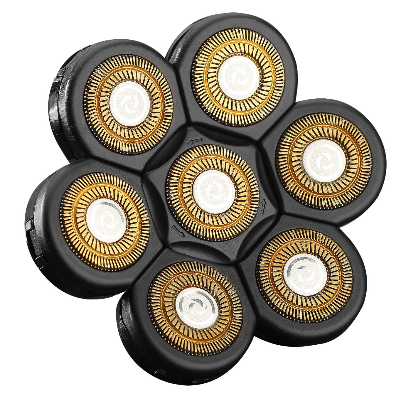 FOXSONIC Cabezales de repuesto para afeitadora de cabeza de 7 cuchillas para Freedom Grooming 7 cabezales de afeitadora de cabeza calva afeitadora de barba eléctrica (dorado + negro)