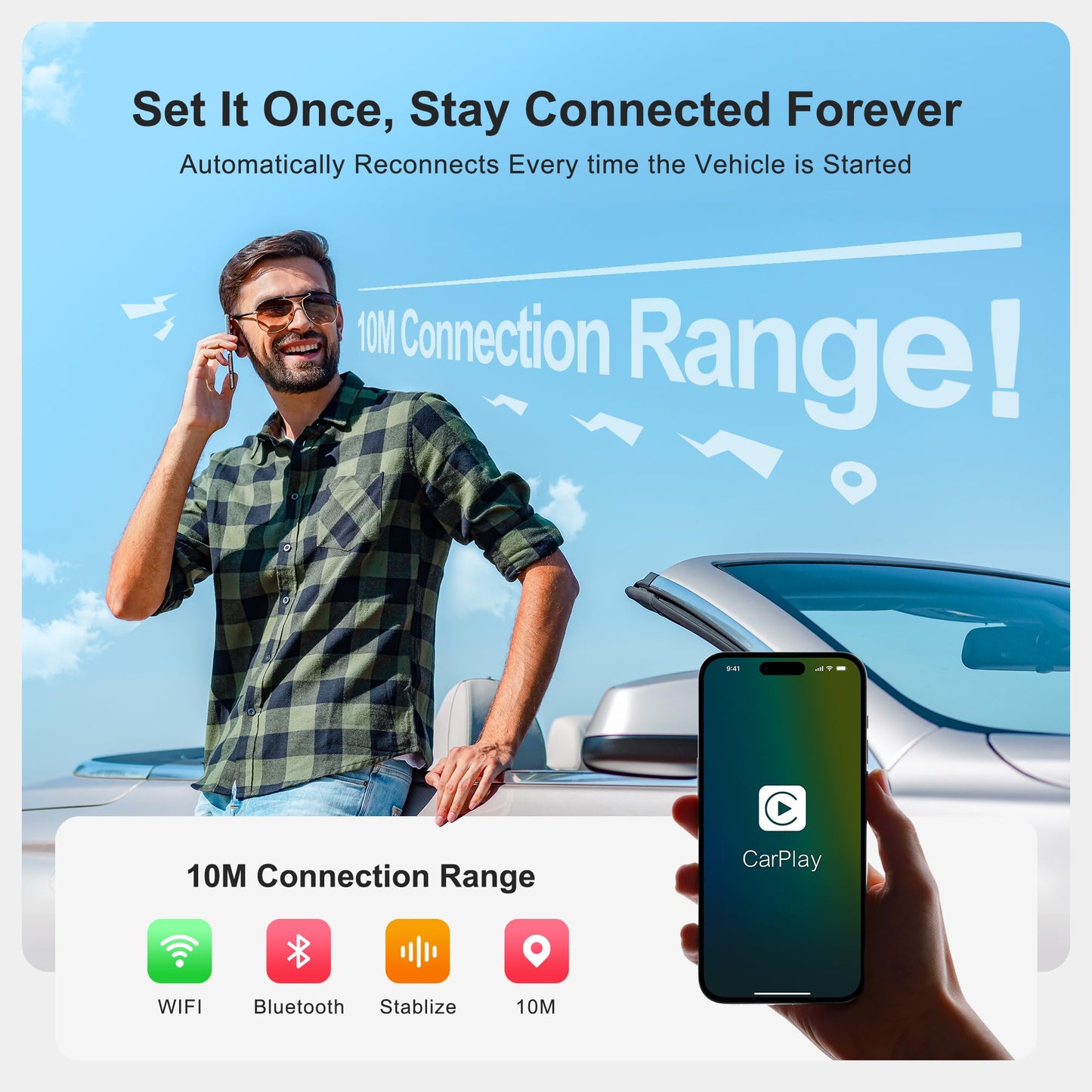Adaptador AI Box Wireless CarPlay Plug & Play WiFi Doble Banda Bluetooth 5.0 Compatible con Video 4K y Android 12.0 para Automóviles con Factory CarPlay y Android Auto