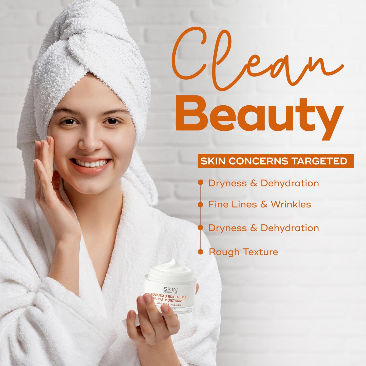 Skin Aesthetics Vitamin C and Collagen Daily Face Moisturizer - Reduce Fine Lines & Wrinkles, Anti-aging, Advanced Brightening Day Cream - Cruelty Free Korean Skincare For All Skin Types - 1.69 Fl. oz