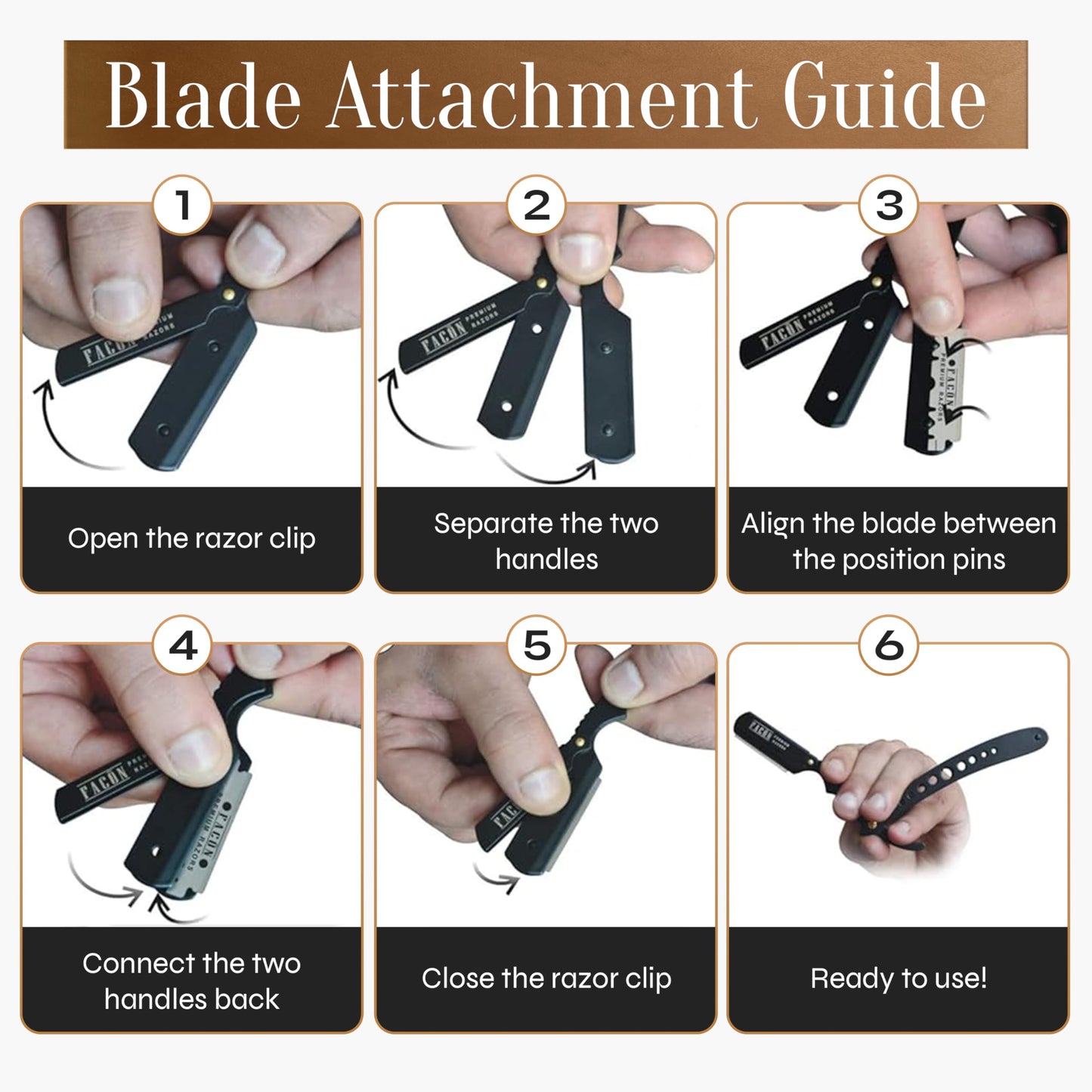 100 BLADES + Facón Professional Classic Straight Edge Barber Razor - Salon Quality Cut Throat Shavette