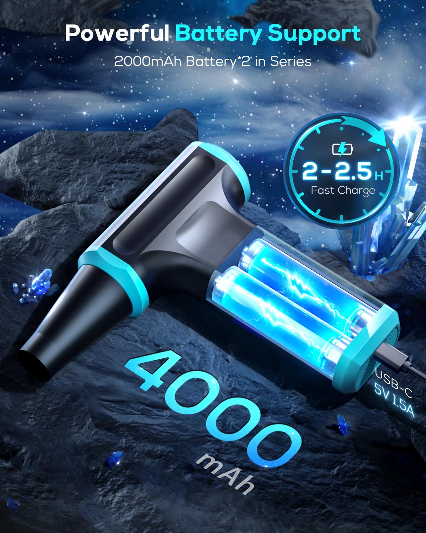 AKSILM - Limpiador eléctrico de aire comprimido ajustable sin escalón de 110.000 RPM para teclado, limpieza de PC, soplador de aire comprimido inalámbrico recargable, reemplaza latas de aire