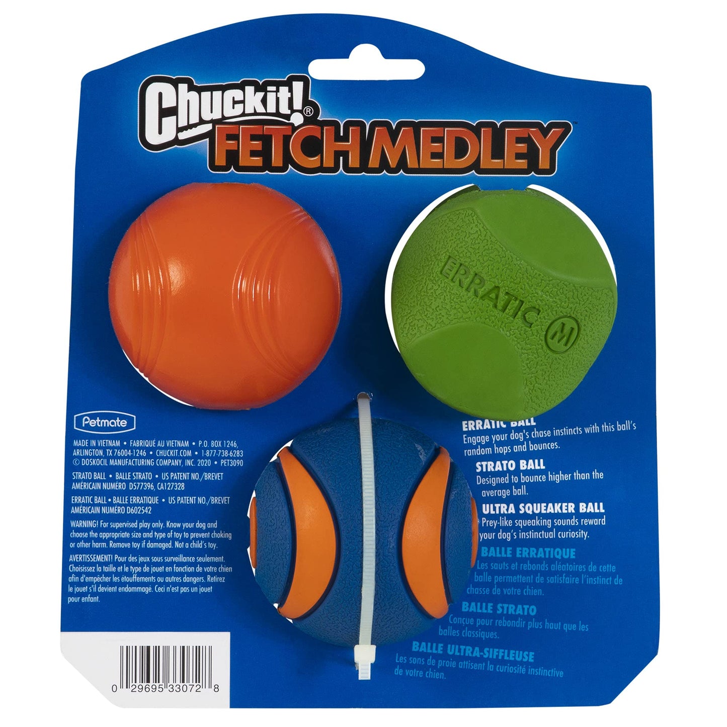 Chuckit! Fetch Ball Medley 2, Medium, Dog Ball, 3 Pack, Ultra, Fetch and Rugged Balls Included