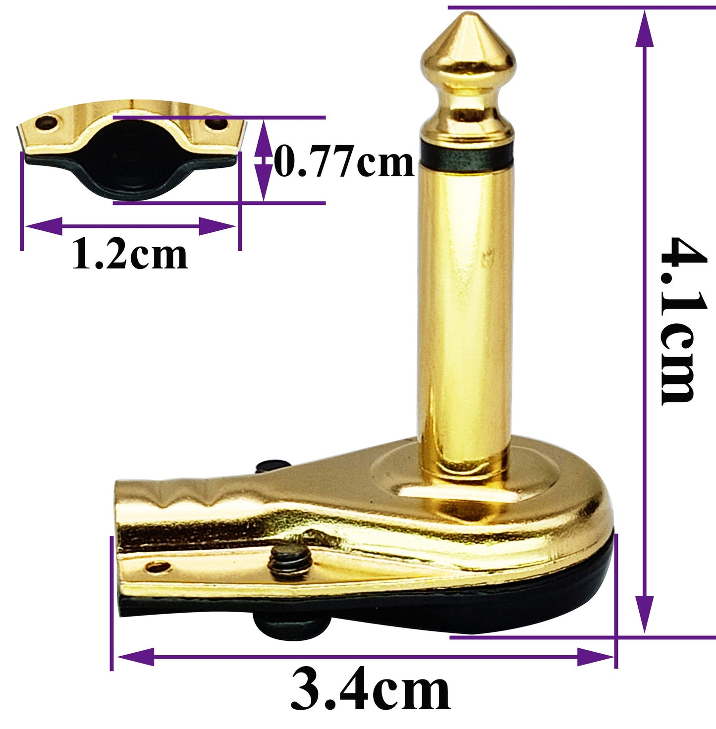 AAOTOKK Adaptador de 90 grados 6.35 mm, chapado en oro, ángulo recto, 6.35 mm, 1/4 pulgadas, TS overol macho plano, estilo panqueque, conectores para altavoz, cable de conexión, guitarra (paquete de