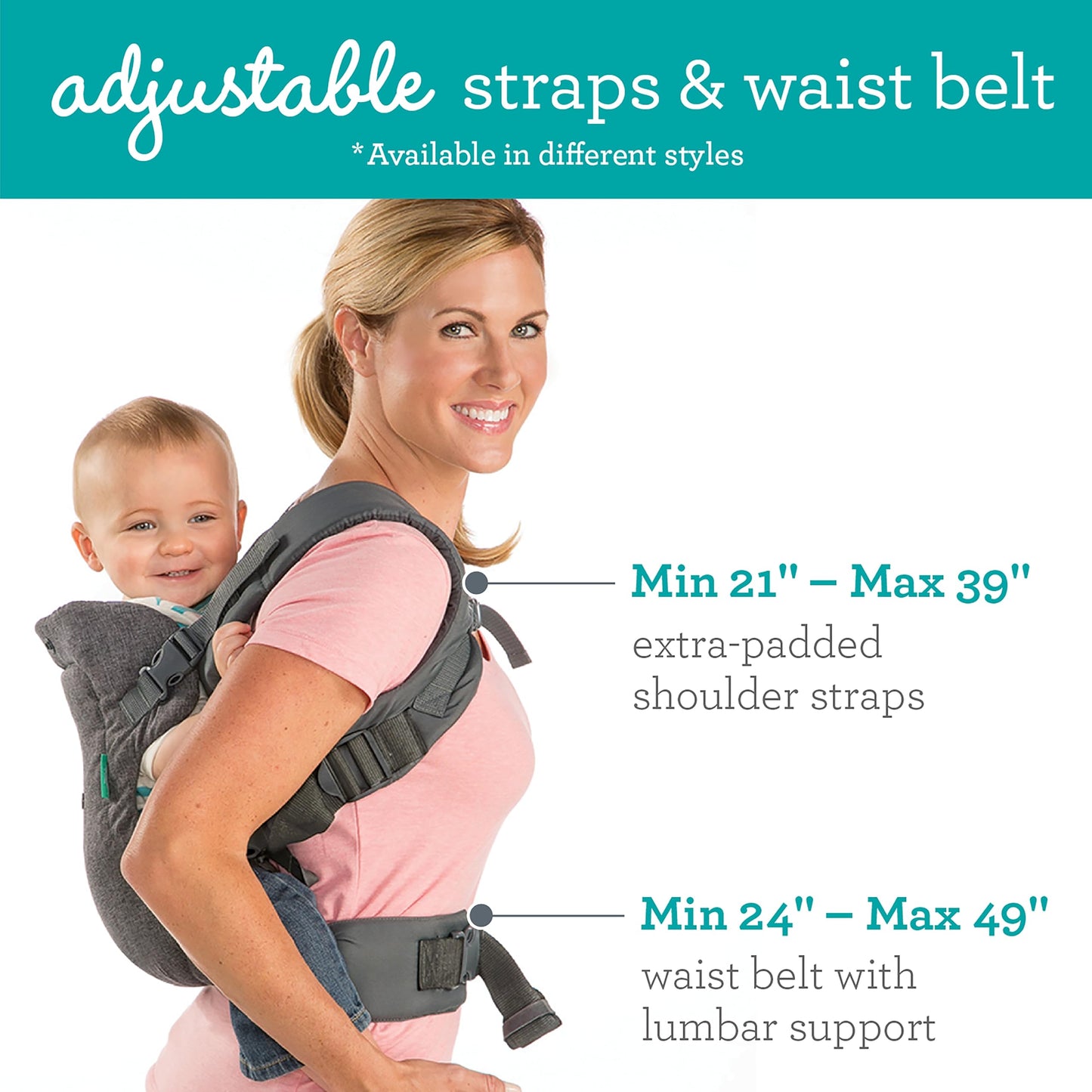 Infantino 200-183 Portabebés Convertible 4 en 1, Color Gris
