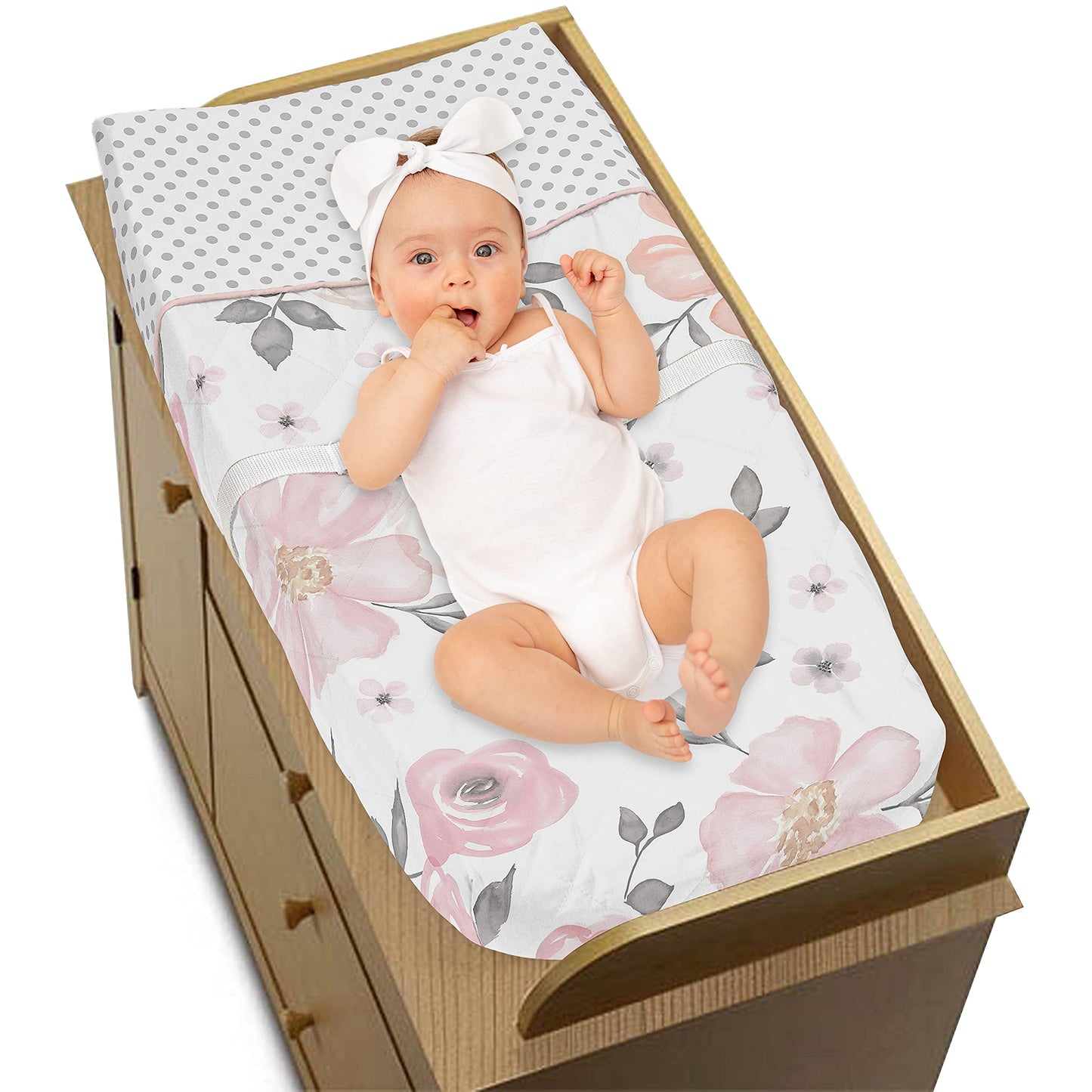 Funda para Cambiador Sweet Jojo Designs rosa gris y blanco