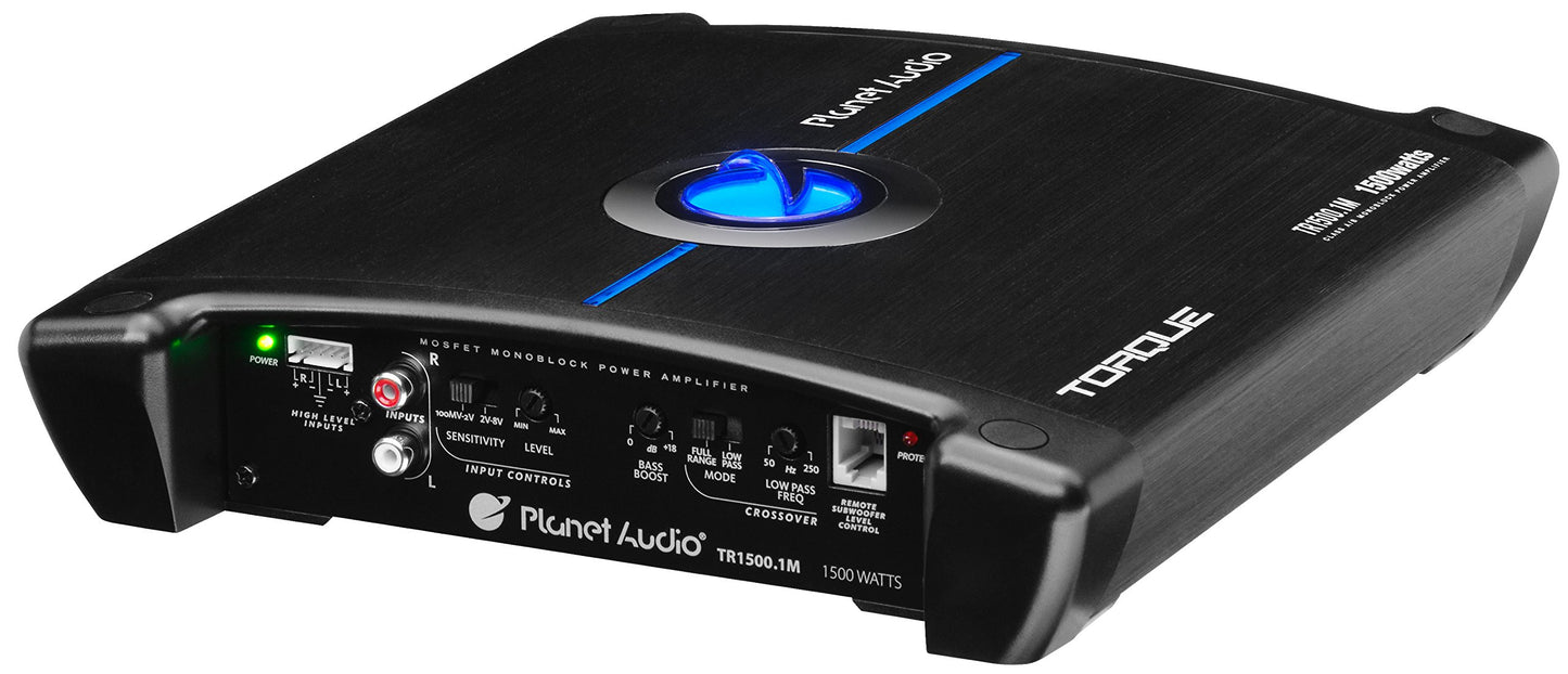 Amplificador de Coche Planet Audio TR1500.1M 1500 W Mosfet Monobloque Clase A/B Estable con Control Remoto de Subwoofer
