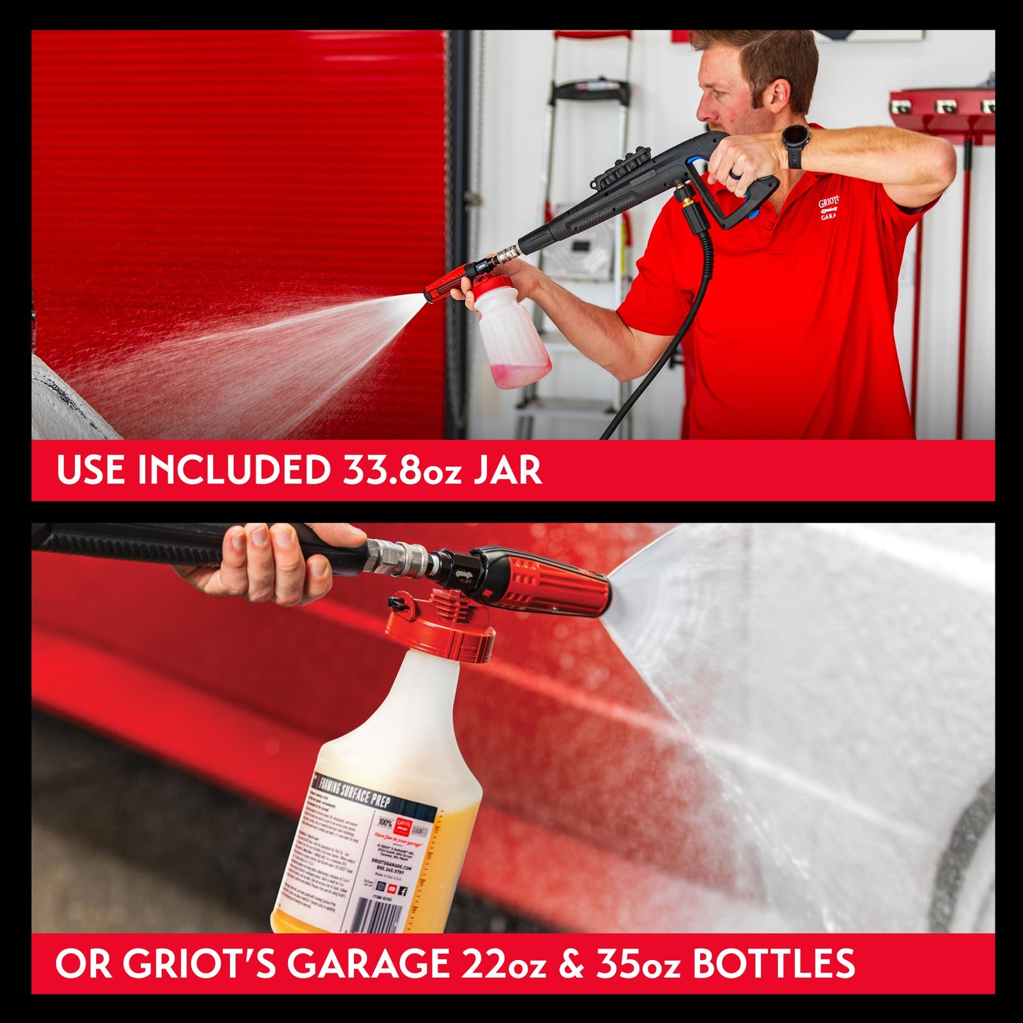 Griot's Garage - Cañón de Espuma con Acabado Brillante, para lavadores a presión, aplicar Lavados y limpiadores de automóviles, conexión rápida de 1.4 Pulgadas. Tarro de 33.8 onzas, 51185