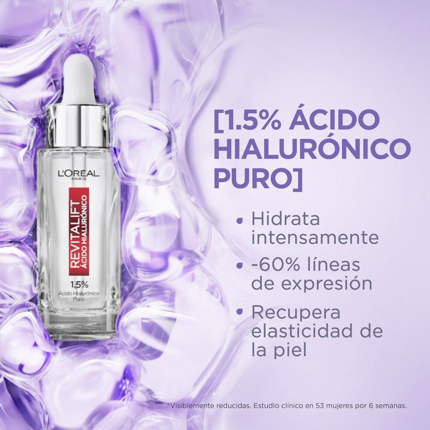 Kit L'Oreal Paris Skincare Serum Facial ácido hialurónico + Crema en Gel Revitalift ácido hialuronico + UV Fluid, protector solar sin color fps50