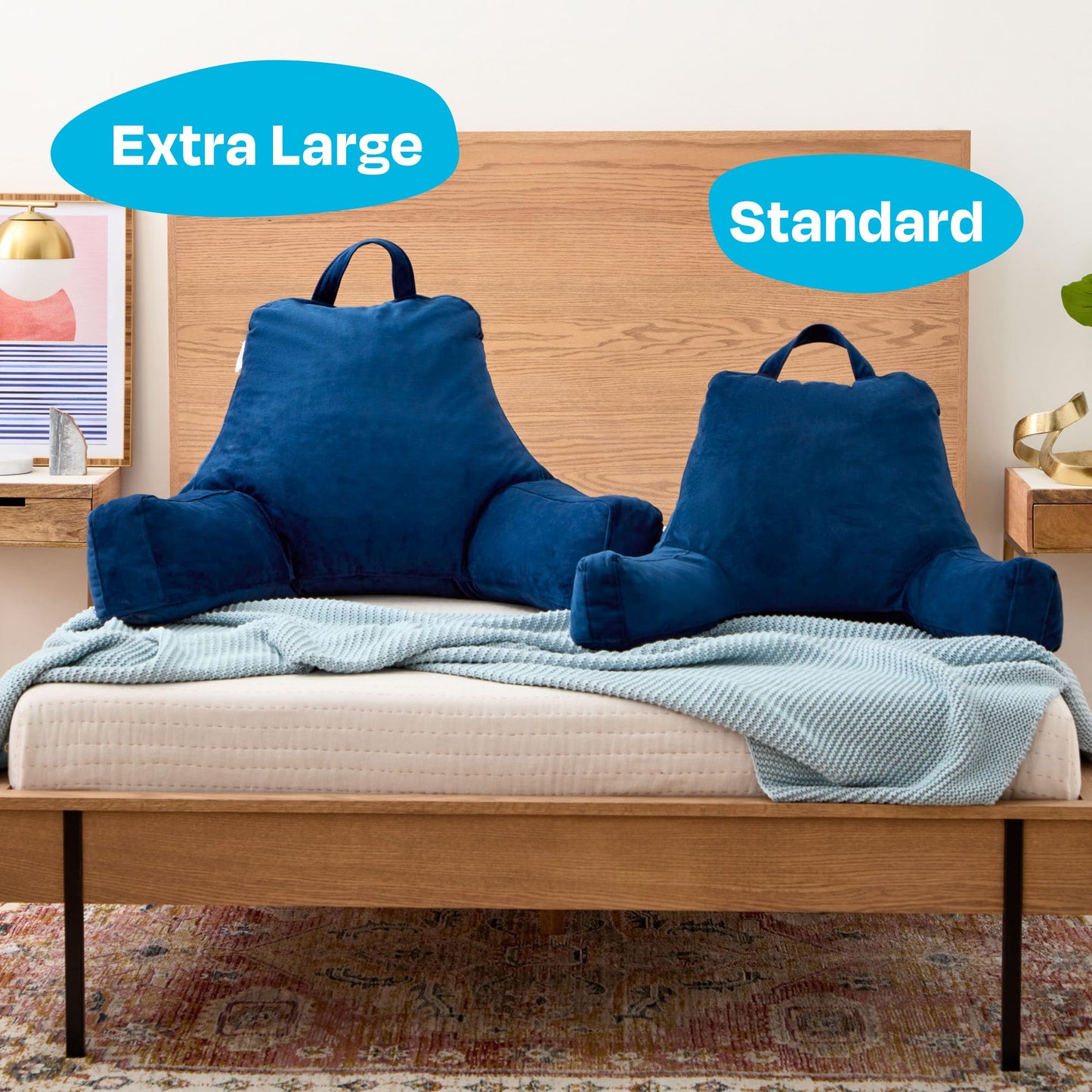 Linenspa - Almohada de Lectura con Memory Foam en Trozos - Cojín para Leer o Descansar - Soporte para Espalda - Para Niños o Adultos - Tamaño Estándar - Color Azul Marino