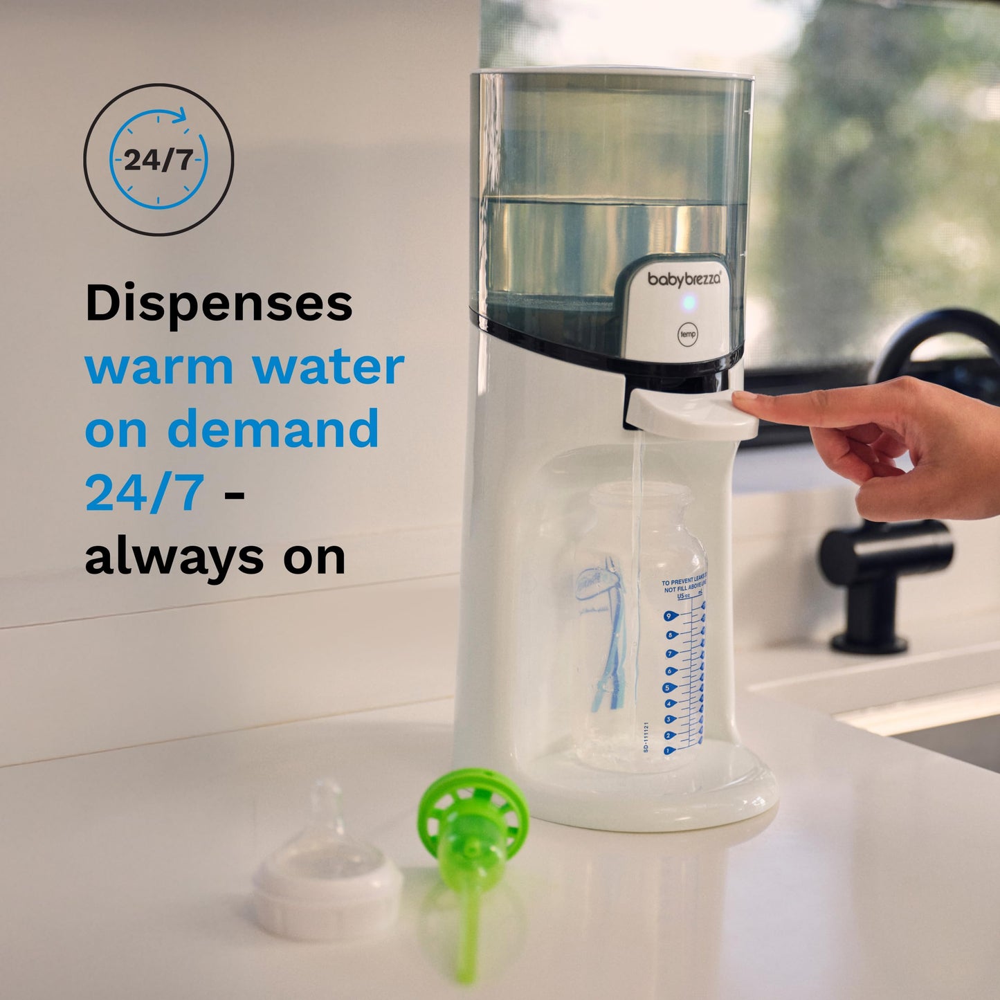 Baby Brezza Calentador instantáneo de biberones – Haz que el biberón caliente de fórmula al instante. Dispensa agua tibia 24/7. 3 temperaturas; no más esperar con un calentador de botellas tradicional