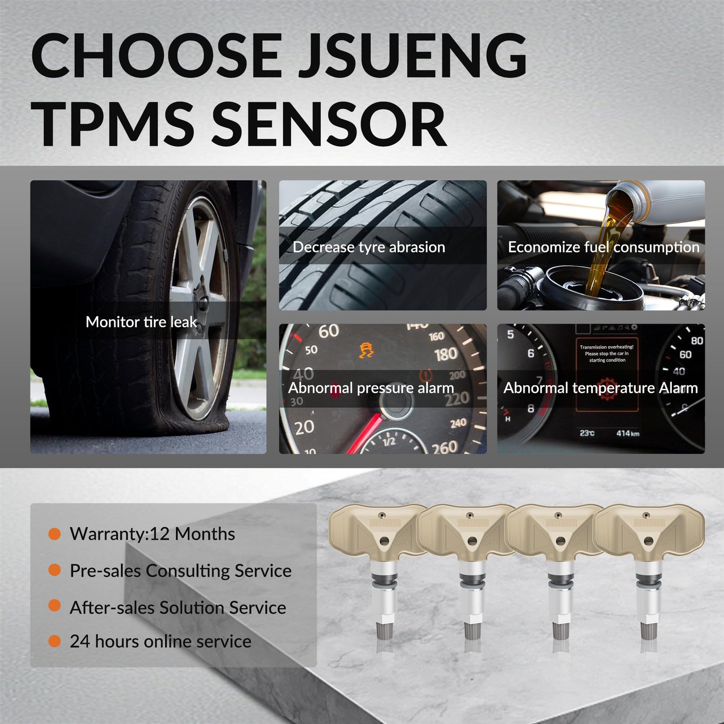 Sensor TPMS, Sensor de Sistema de Monitor de presión de neumáticos GM, Paquete de 4 Unidades para Chevy GMC Cadillac reemplaza #15114379 15122618 8151226180