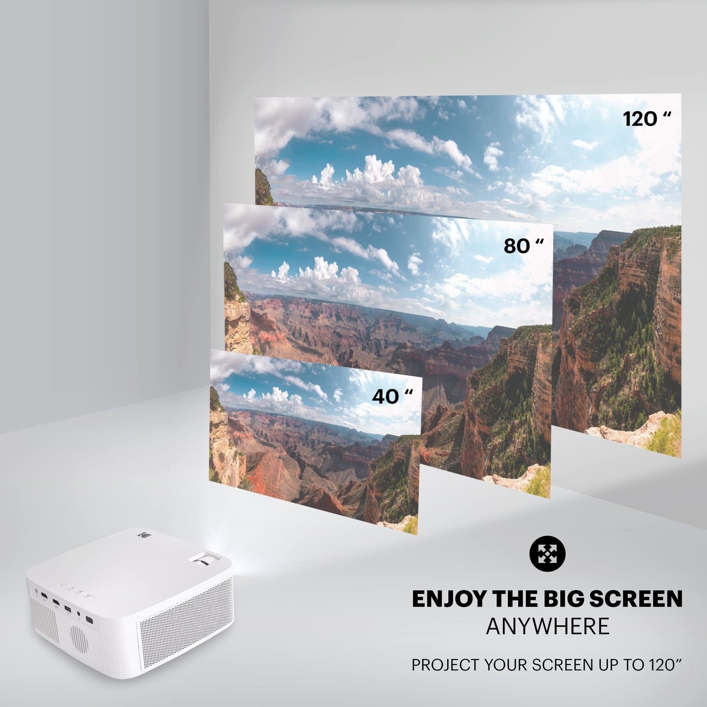 KODAK FLIK X10 Proyector multimedia Full HD | Mini sistema portátil de cine en casa compacto con control remoto, proyección de video nativa de 1080p y cable HDMI | Mira películas desde iPhone, laptop