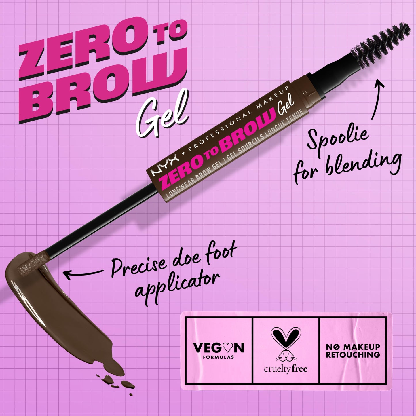 NYX Professional Makeup, Zero To Brow, Gel de Cejas con Color, Tono Espresso