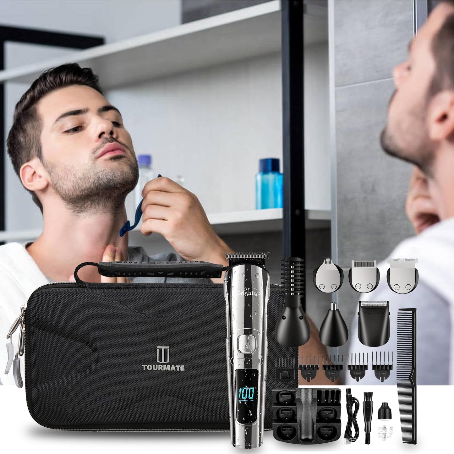 Tourmate - Funda rígida de almacenamiento para brightup barba, para hombres, cortapelos, afeitadoras eléctricas (solo caso)