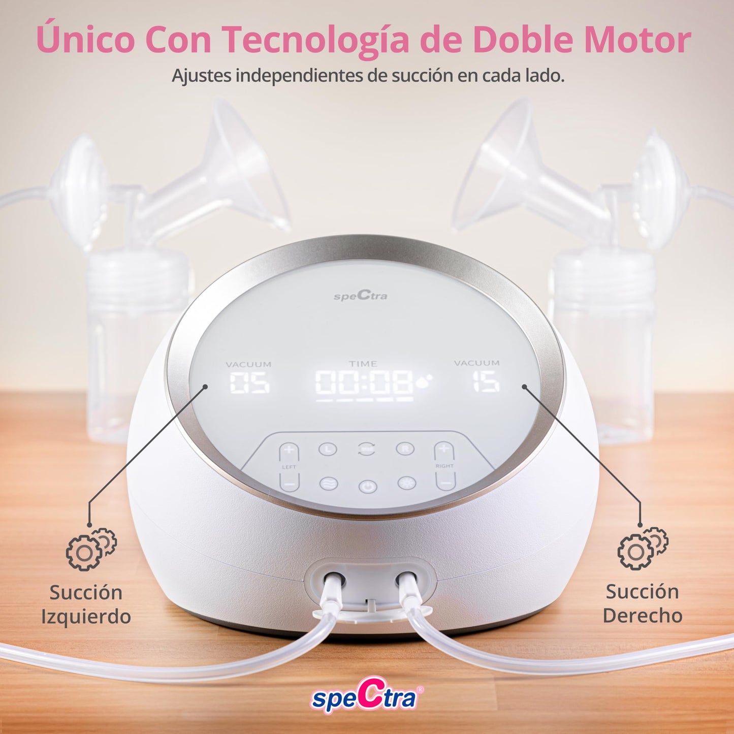 Extractor de Leche Eléctrico Spectra Dual S Blanco con Doble Motor Independiente Grado Hospitalario Potente para Lactancia
